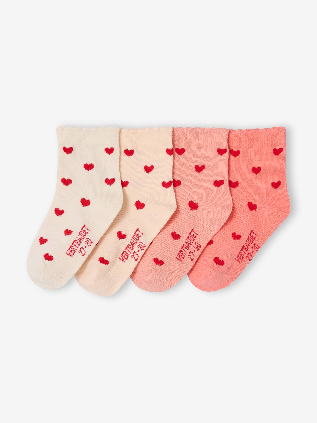 4er-Pack Mädchen Socken mit Herzmotiv