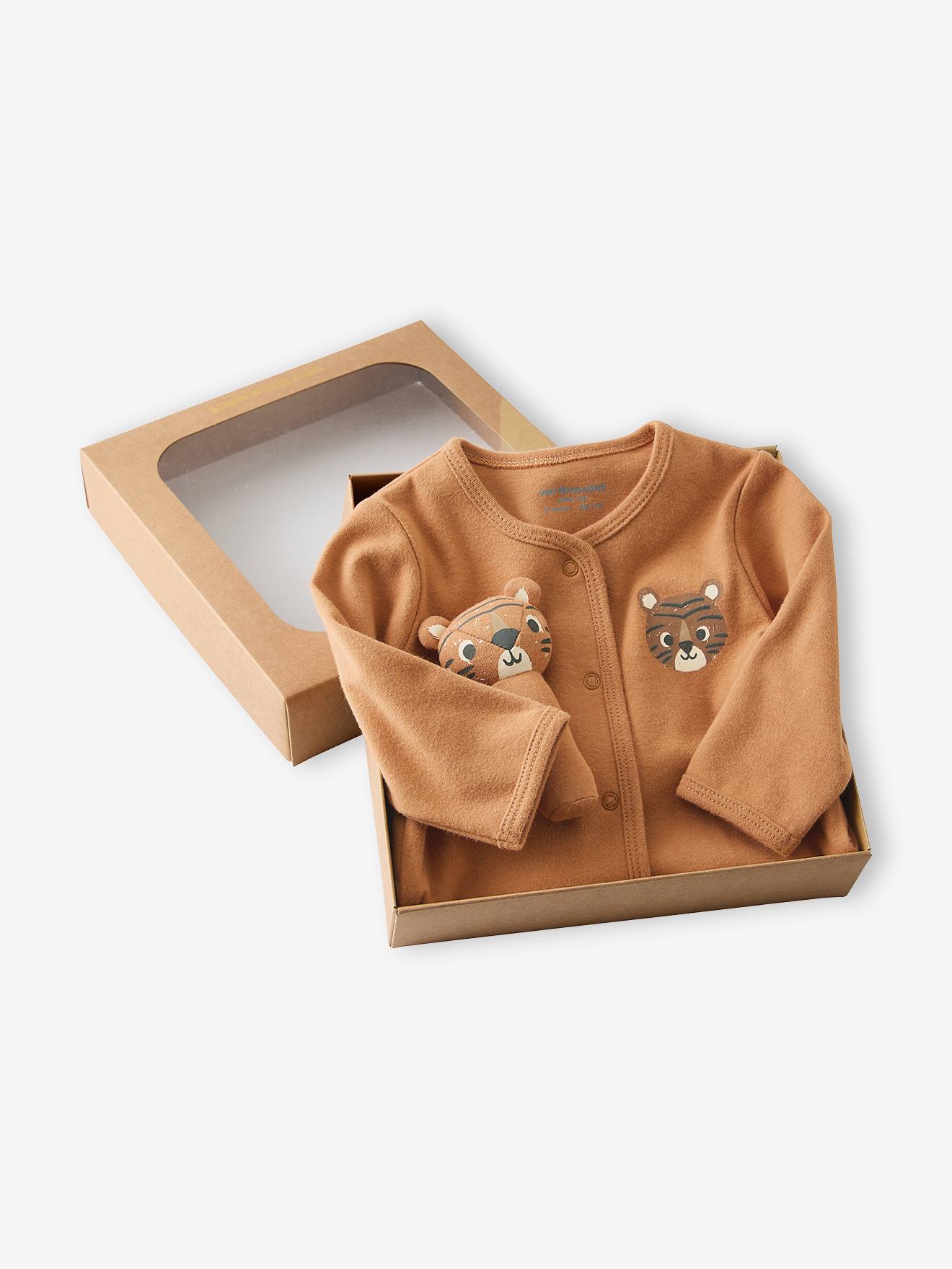 Baby-Set TIGER: Strampler & Kuscheltier mit Geschenkbox