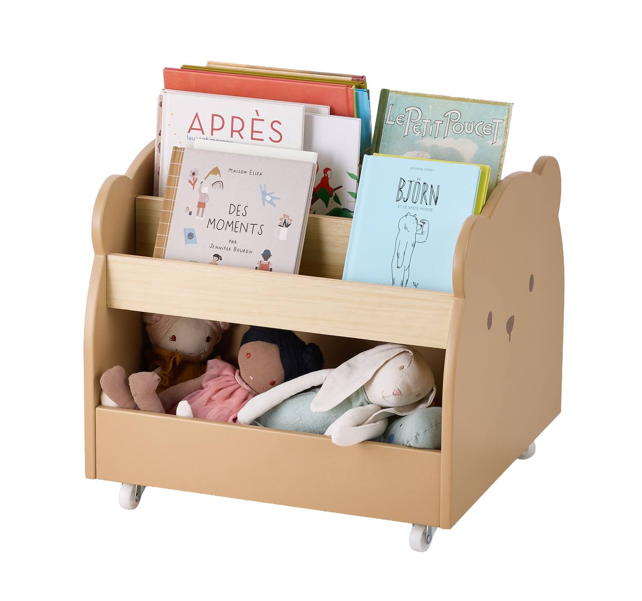 Thumbnail - Kinder Bücherregal mit Rollen BÄR mokka