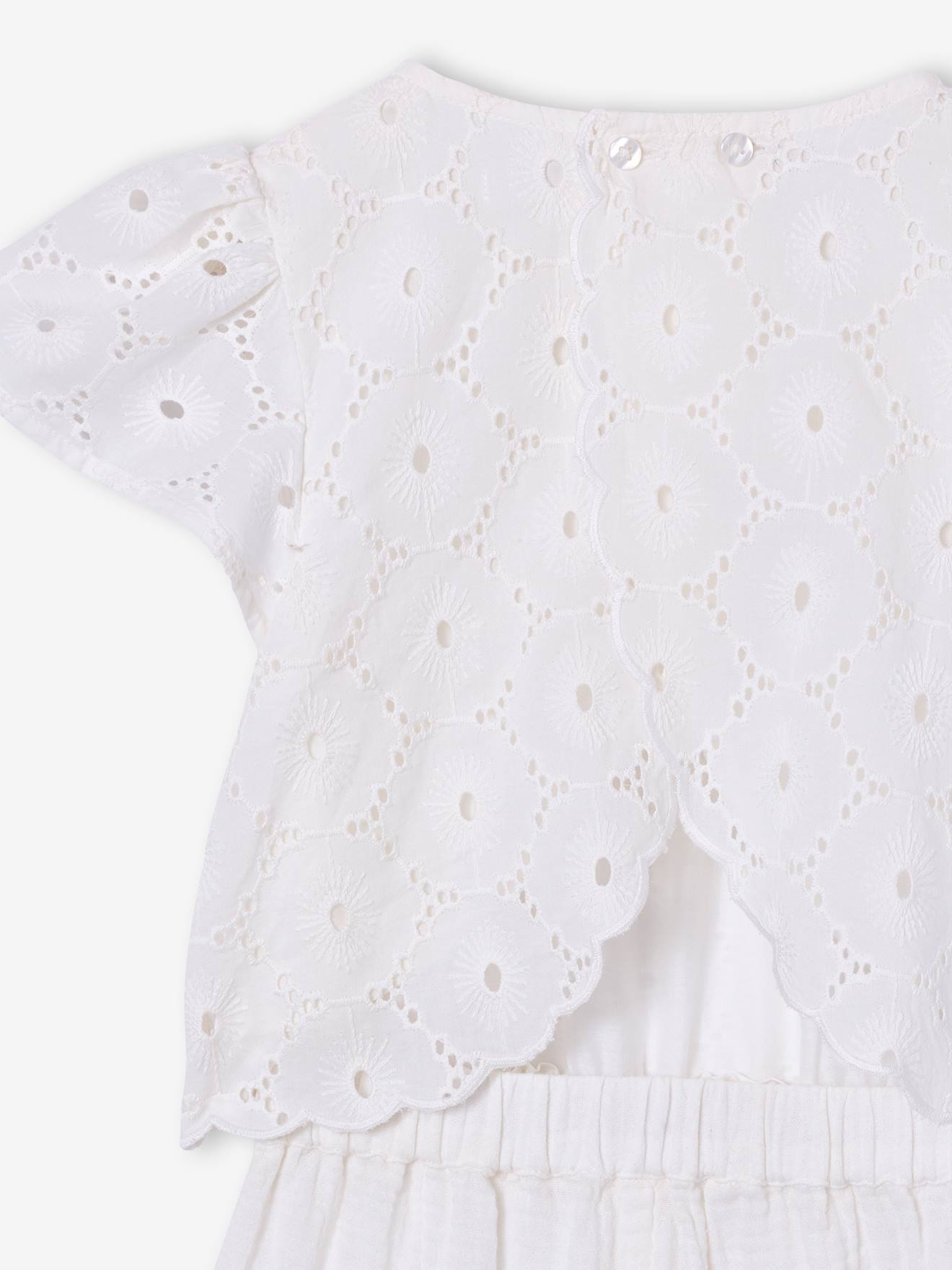 Thumbnail - Mädchen Jumpsuit mit Lochstickerei und Crinkle-Effekt