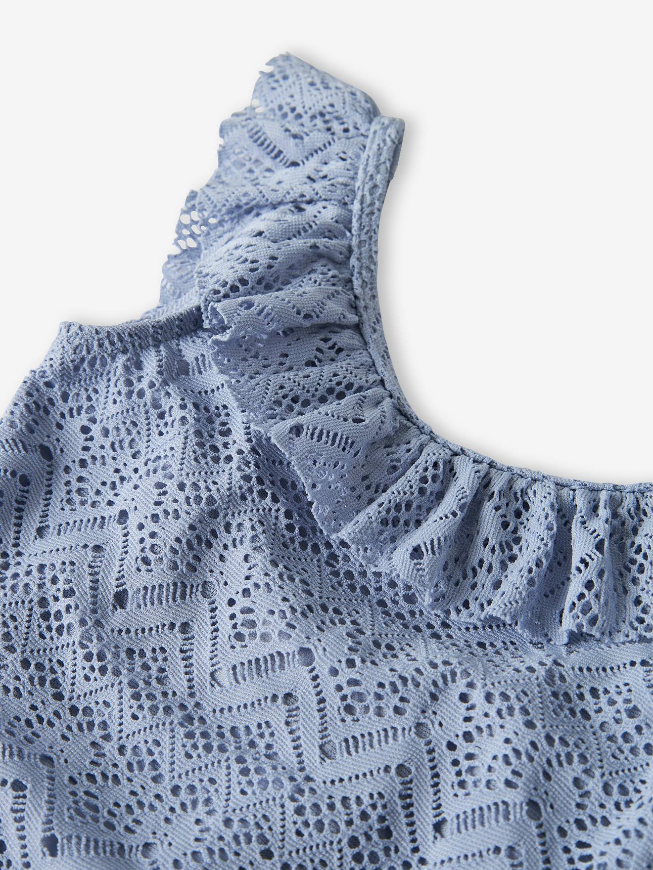 Thumbnail - Retro-Badeanzug Mädchen Lil' Atelier MINI mit Rüschenkragen helles