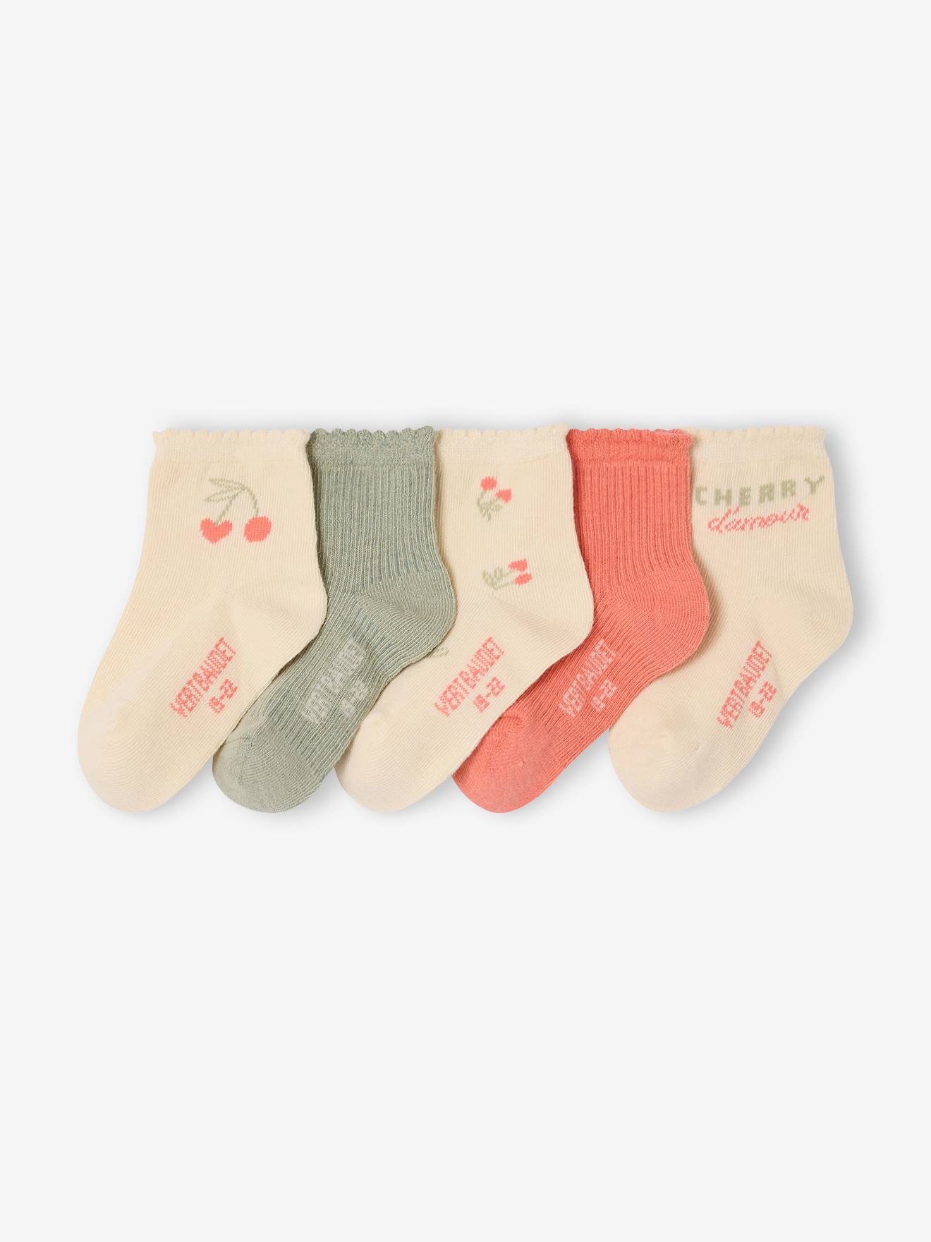 5er-Pack Baby Socken CHERRY koralle Gr. 19/22 von vertbaudet