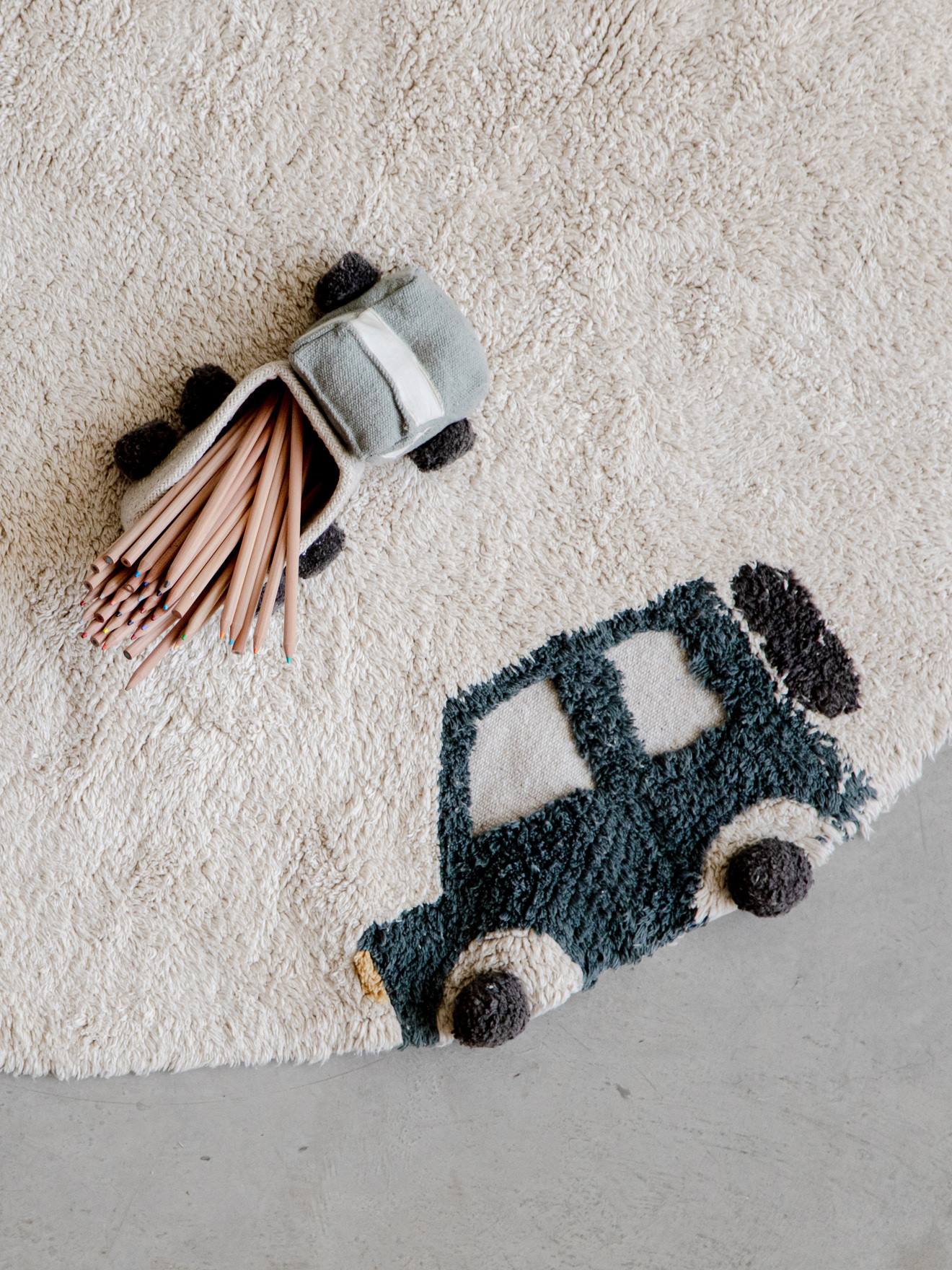 Thumbnail - Runder Teppich mit Fahrzeugmotiven waschbar für Kinderzimmer LORENA CANALS