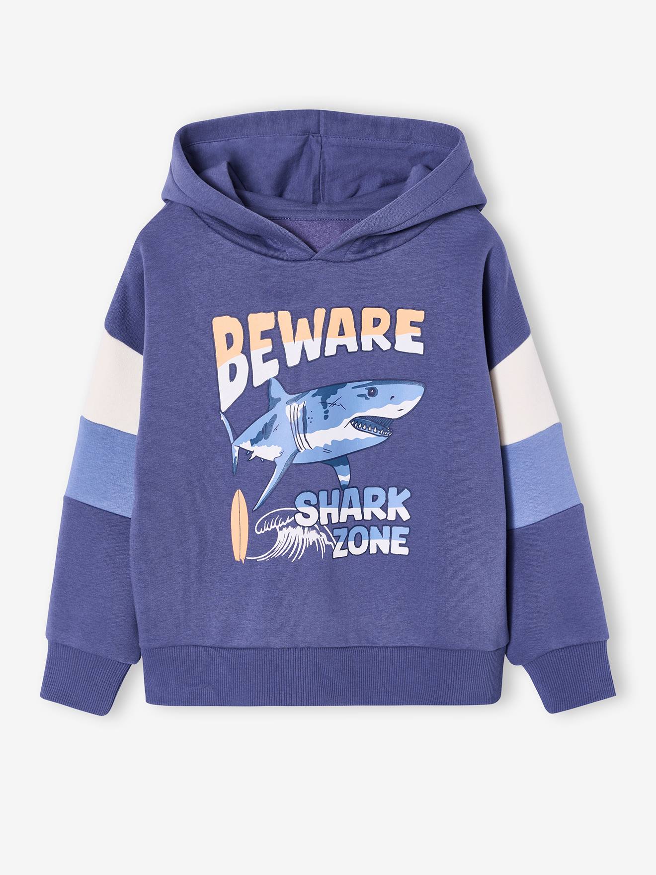 Kapuzensweatshirt mit farbigen Ärmeln und Prints