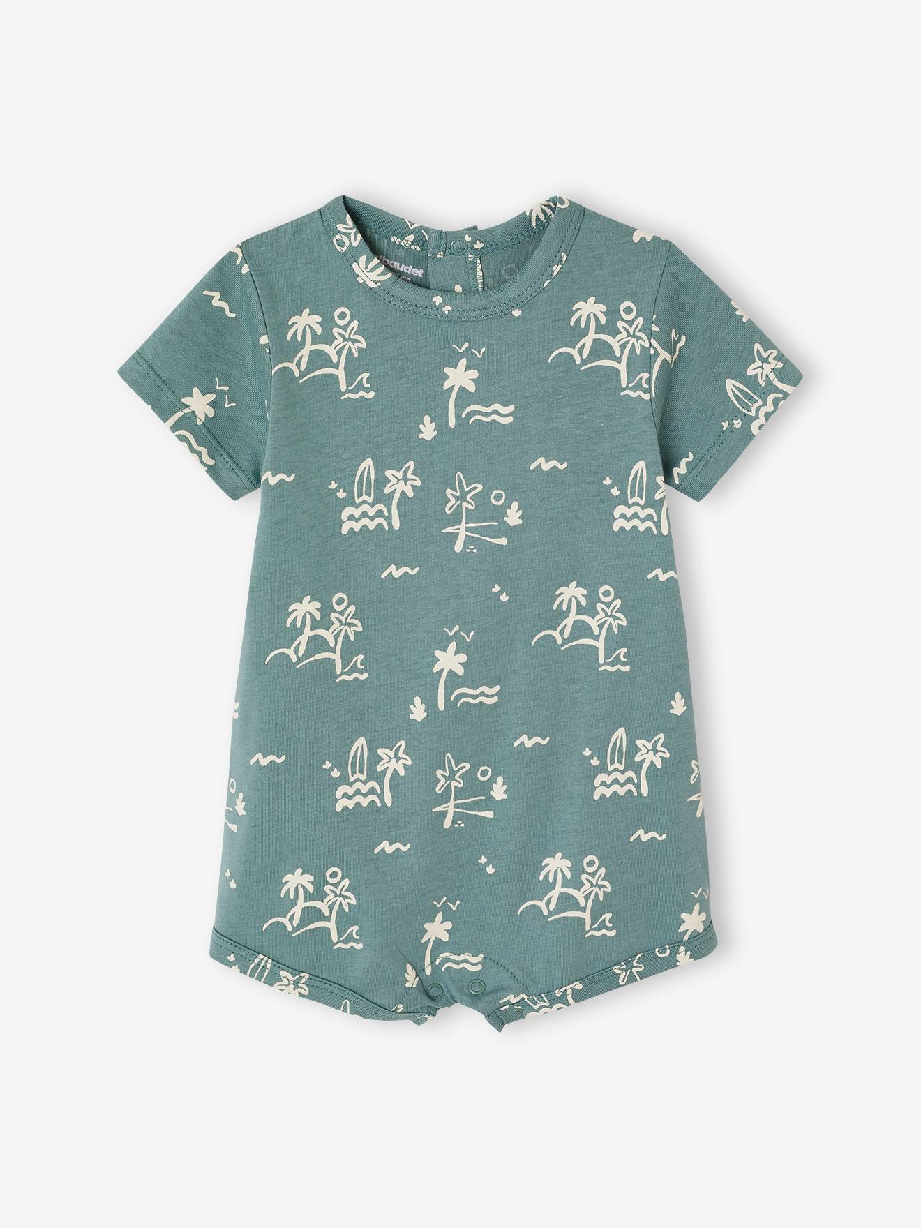 Baby Kurzoverall aus Jersey BASIC pfauenblau Gr. 92/98 von vertbaudet