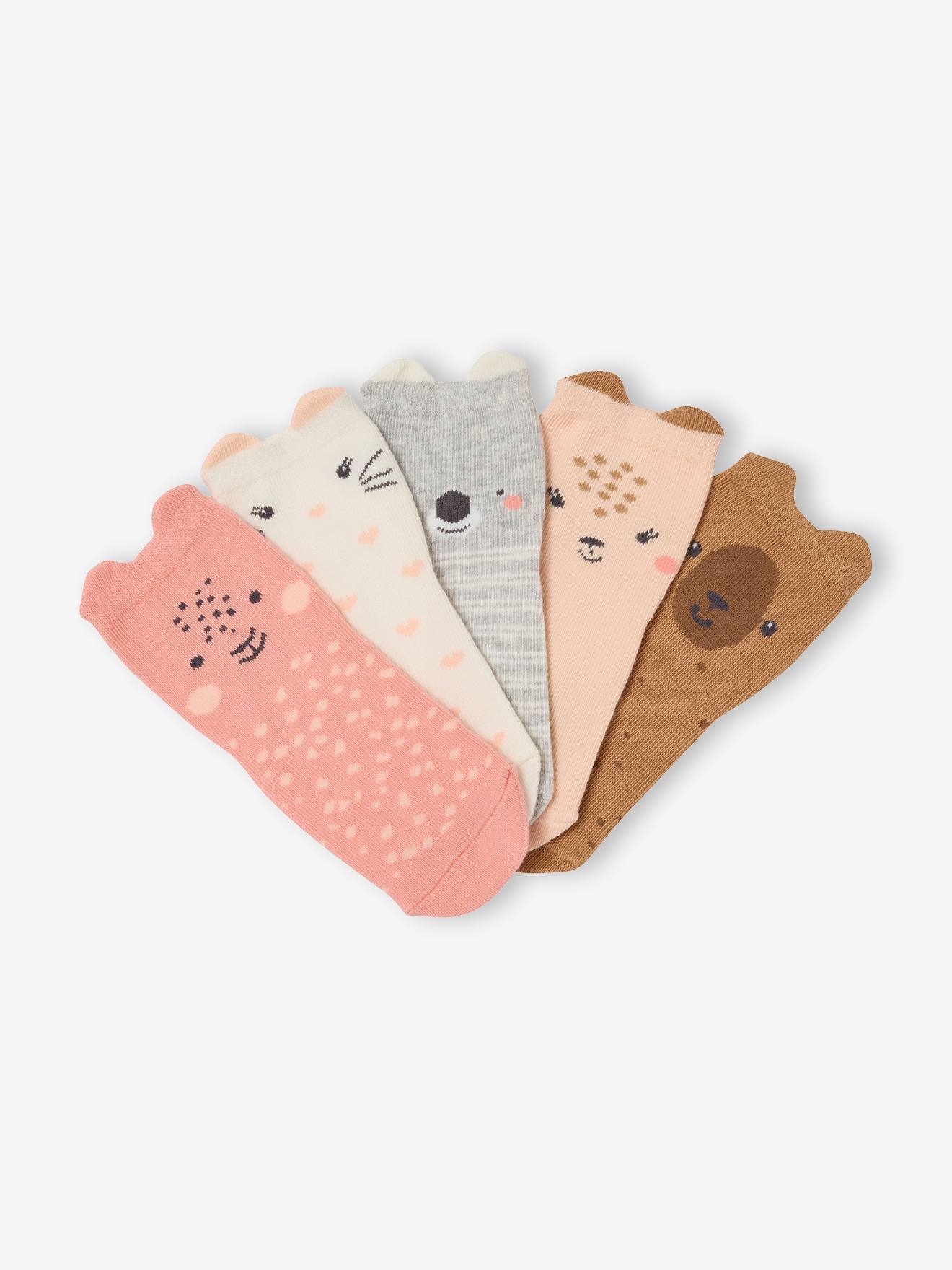 Thumbnail - 5er-Pack Baby Socken mit Tiergesichtern und Ohren