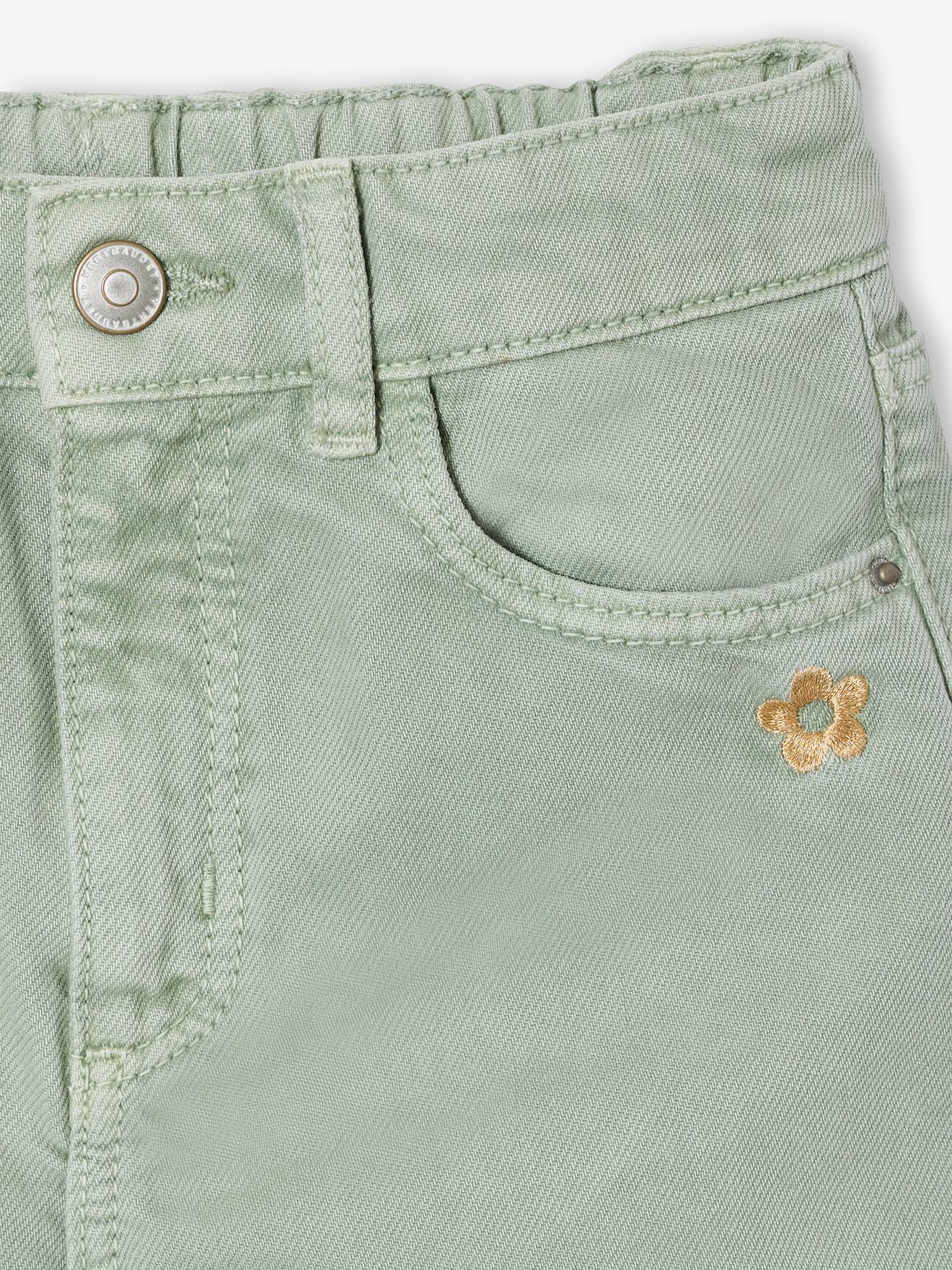 Thumbnail - Weite Mädchen Hose mit Blumenstickerei