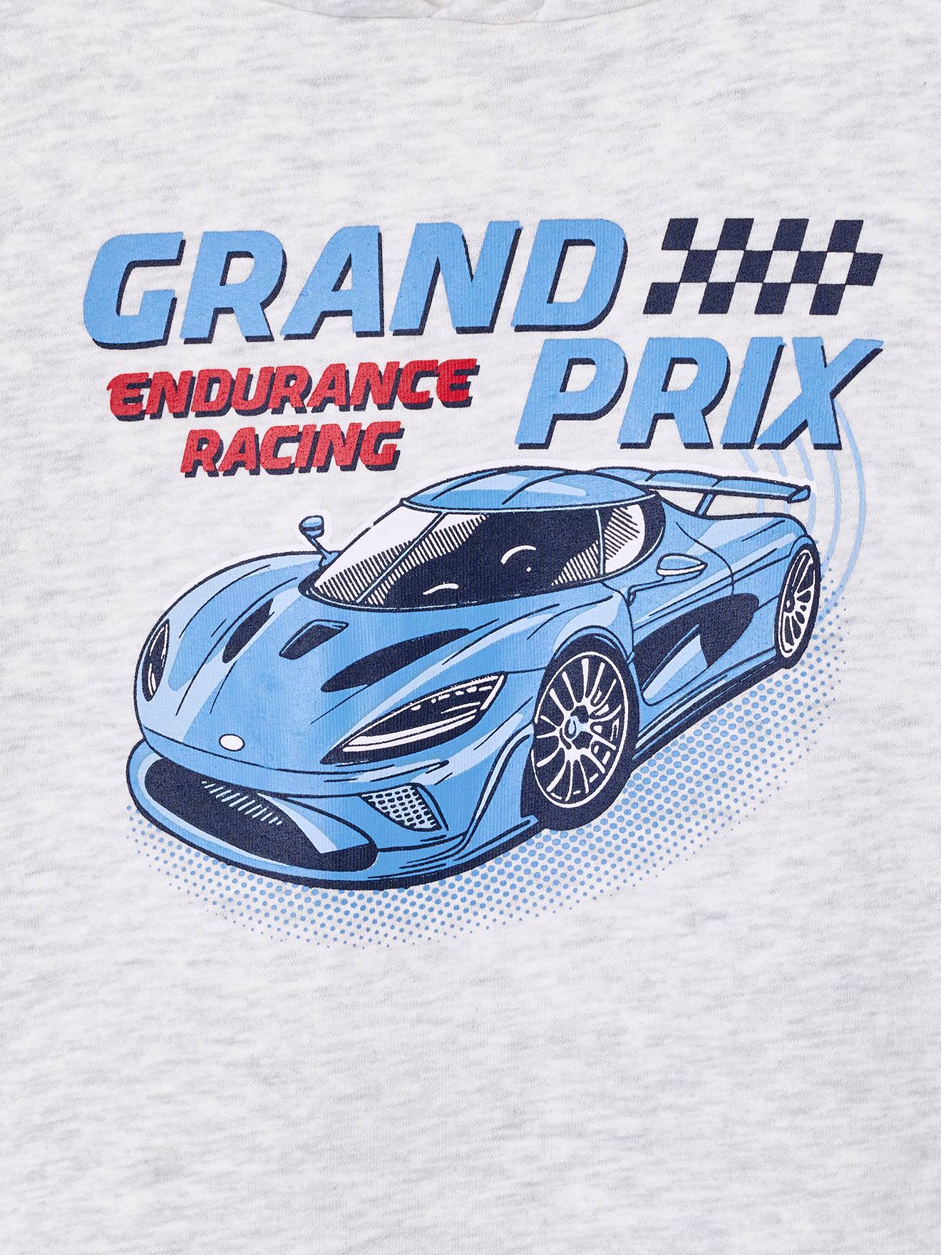 Thumbnail - Kapuzensweatshirt mit farbigen Ärmeln und Prints