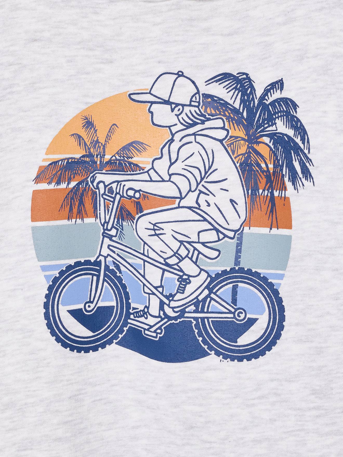 Thumbnail - Kapuzensweatshirt mit farbigen Ärmeln und Prints