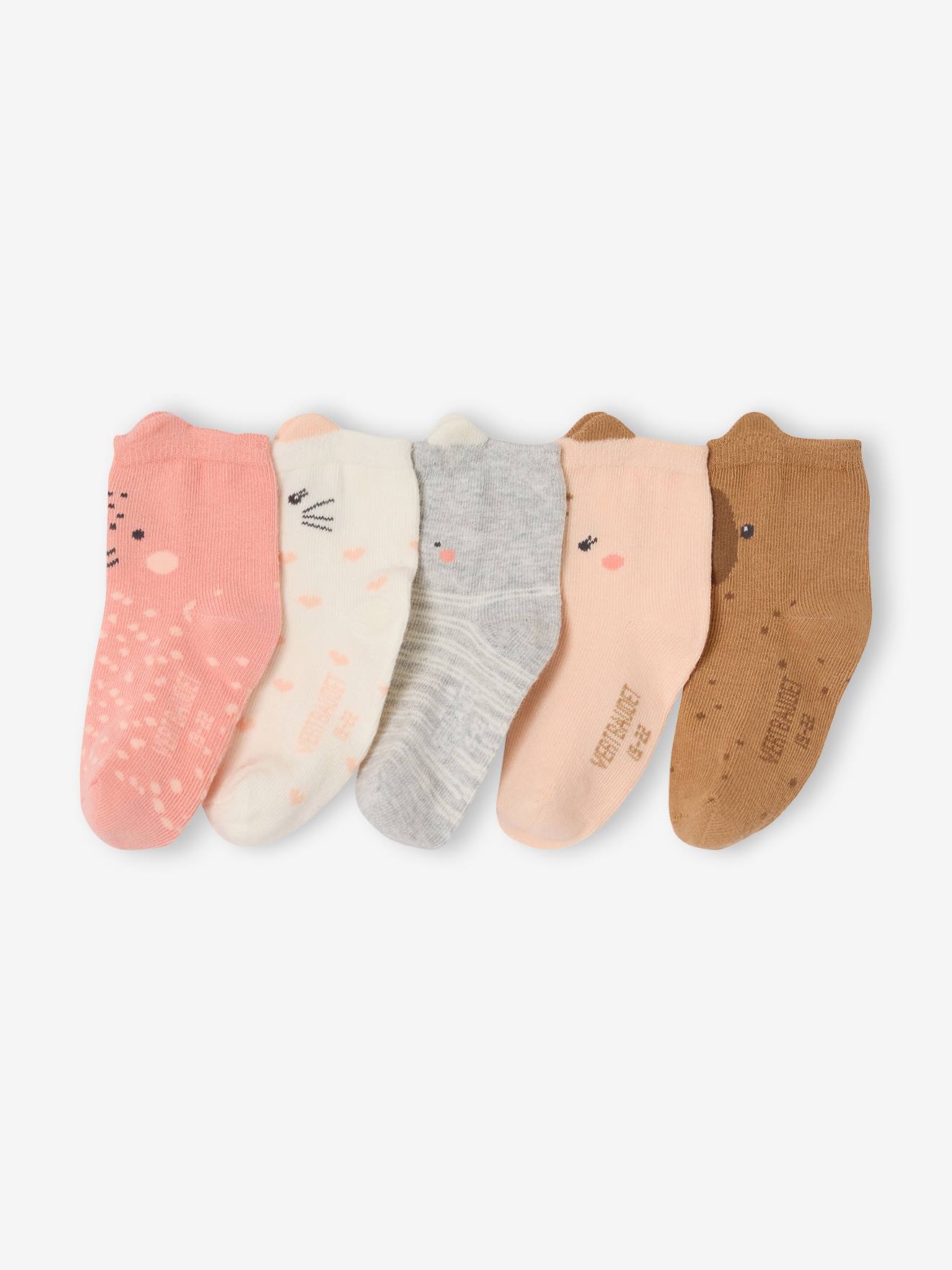 5er-Pack Baby Socken mit Tiergesichtern und Ohren Bio-Baumwolle