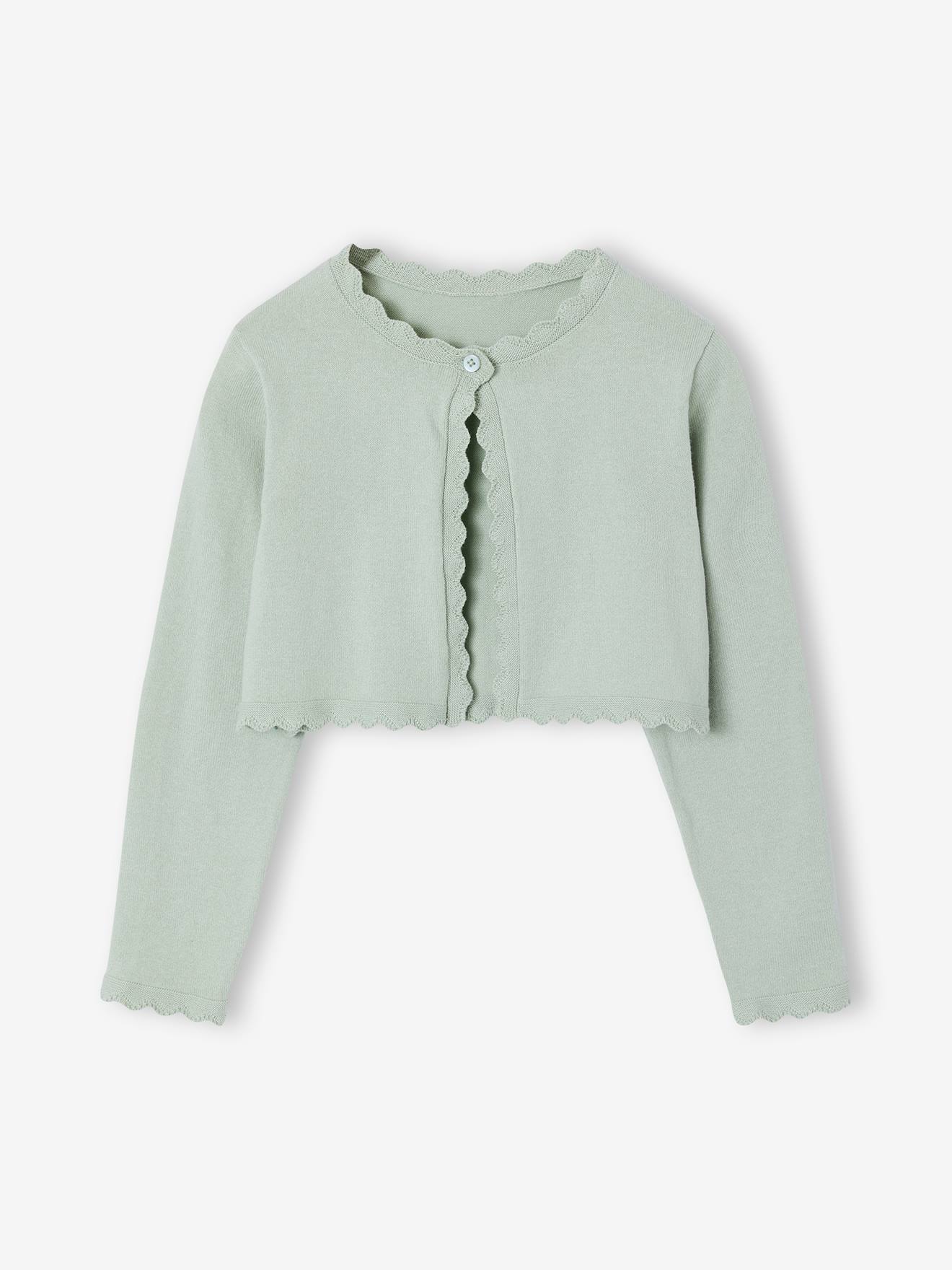 Vertbaudet Bolero Mädchen Mit Einem Knopf Salbei Salbeigrün 98/104