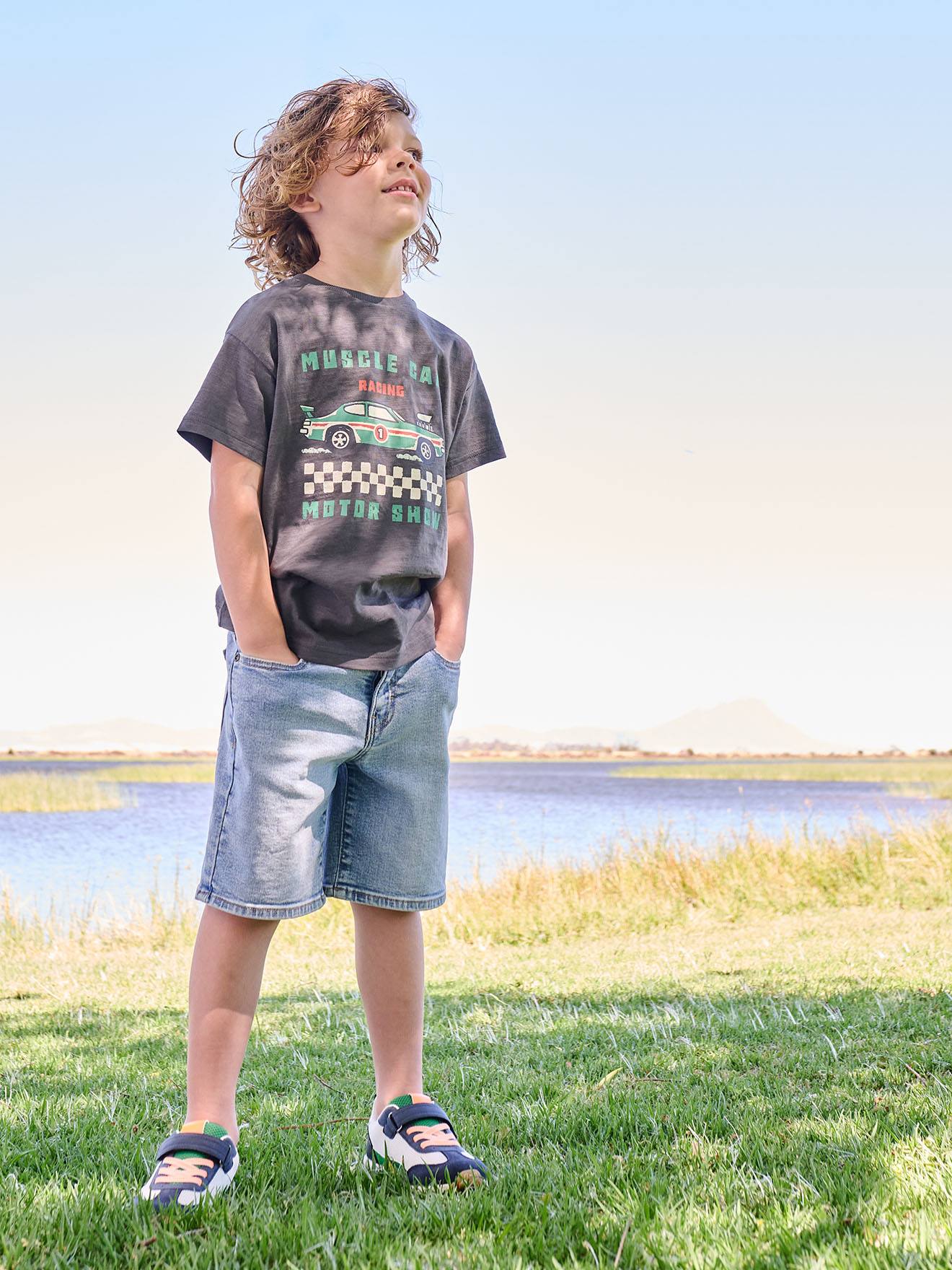 Jungen Jeansbermudas, Bundweite verstellbar hellblau Gr. 122 von vertbaudet