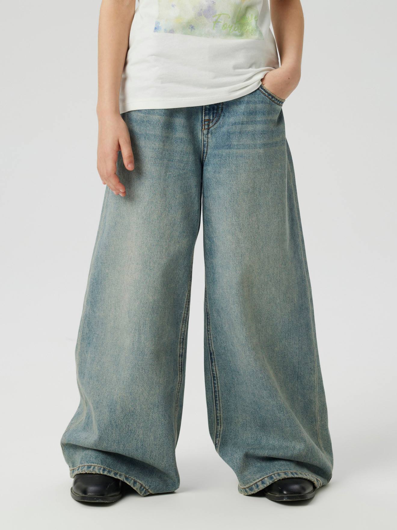 Thumbnail - Weite Skater-Jeans Mädchen NAME IT mit Recycling-Baumwolle