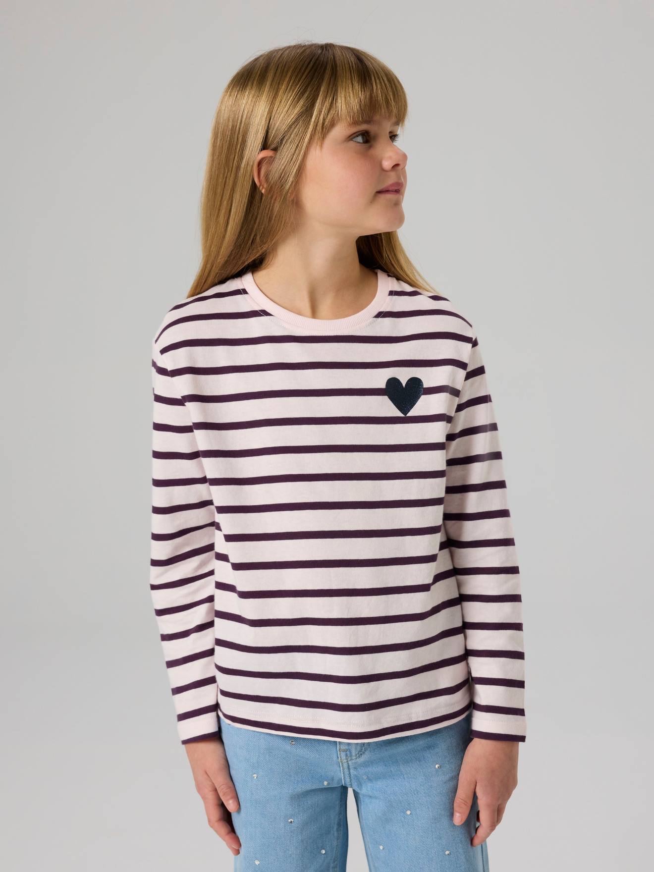 Thumbnail - Streifenshirt Mädchen NAME IT Boxy-Fit pudrig