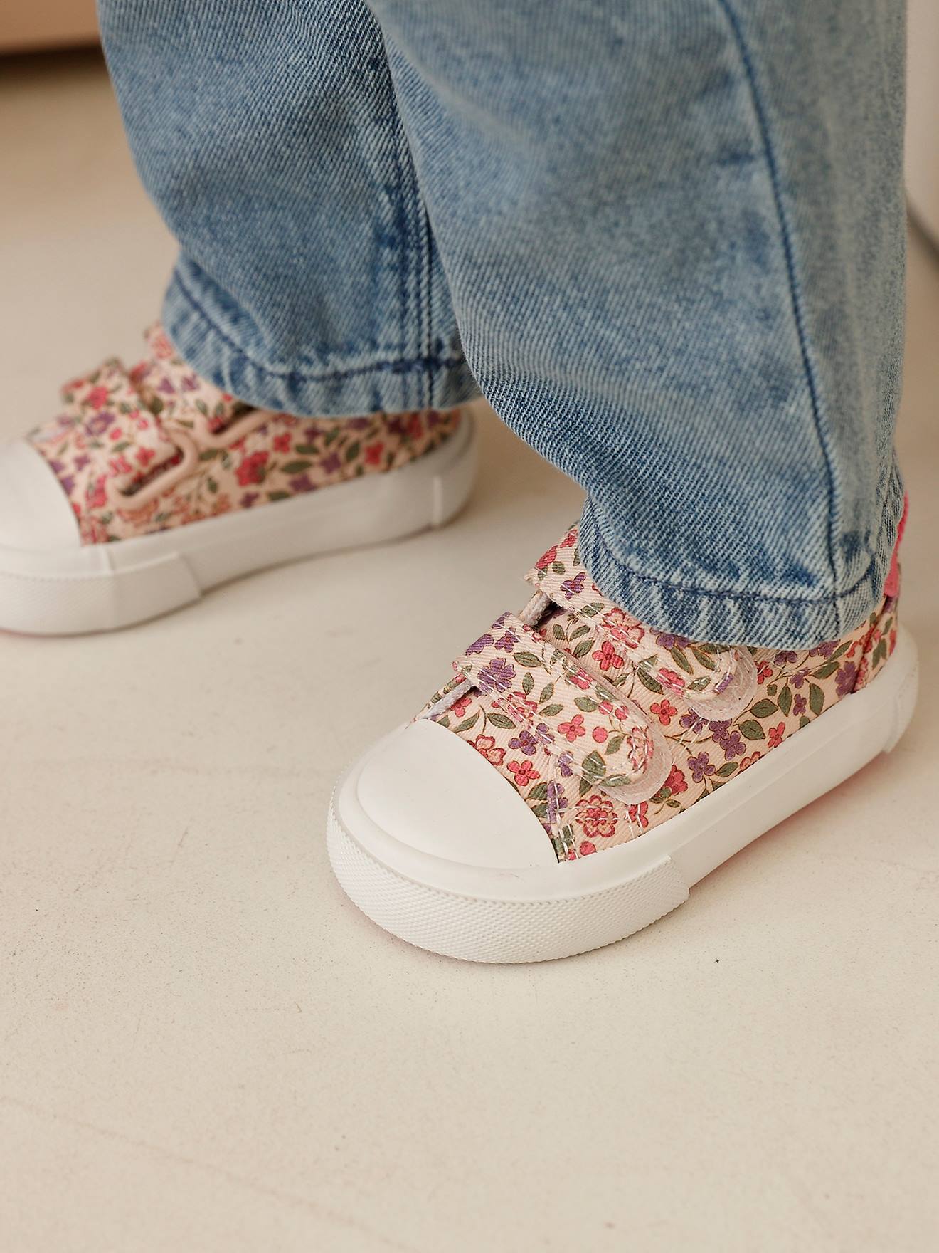 Gestreifte Baby Stoff-Sneakers mit Klett