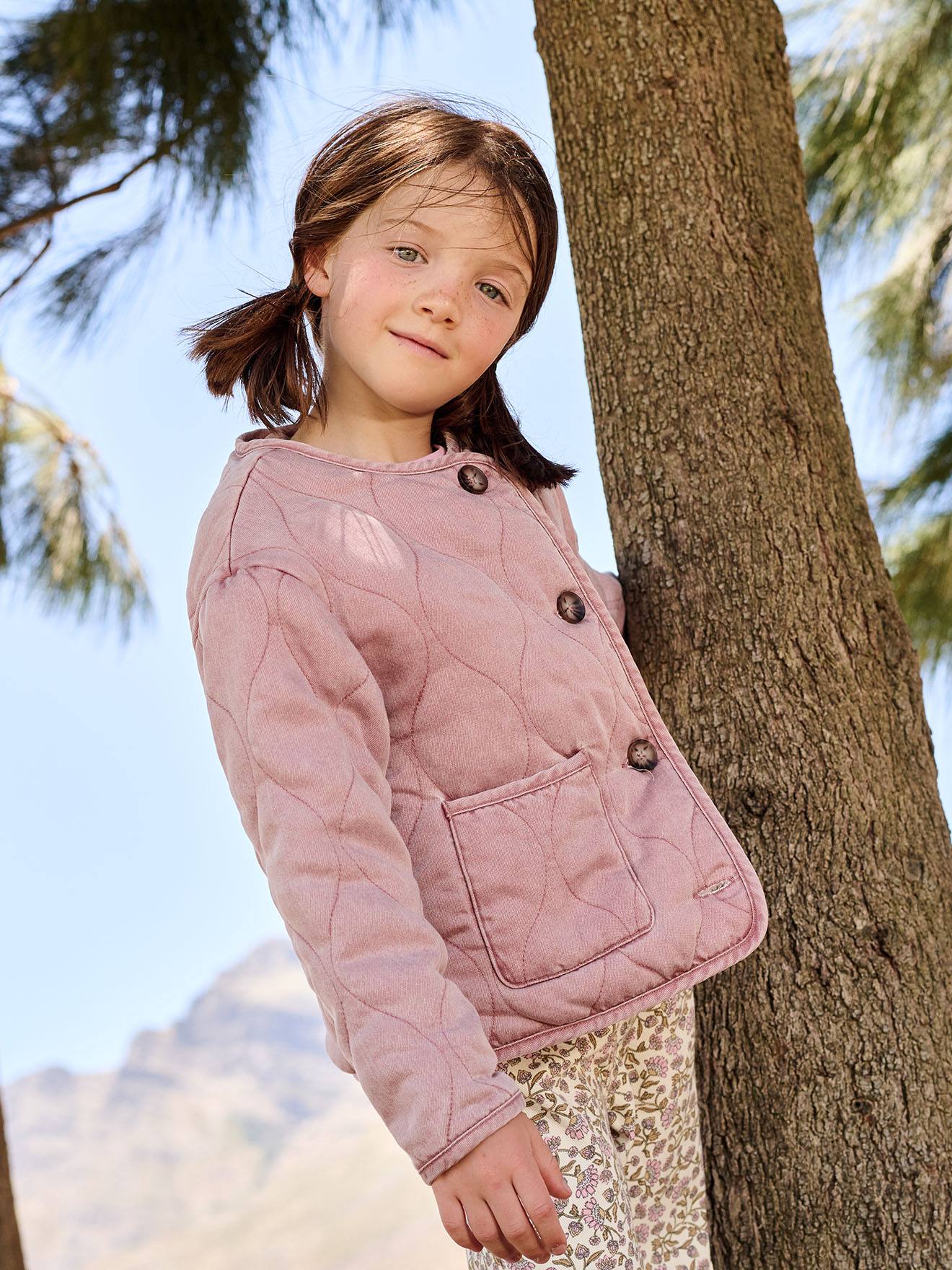 Steppjacke mit Teddyfleece-Futter & Wellensteppung Mädchen