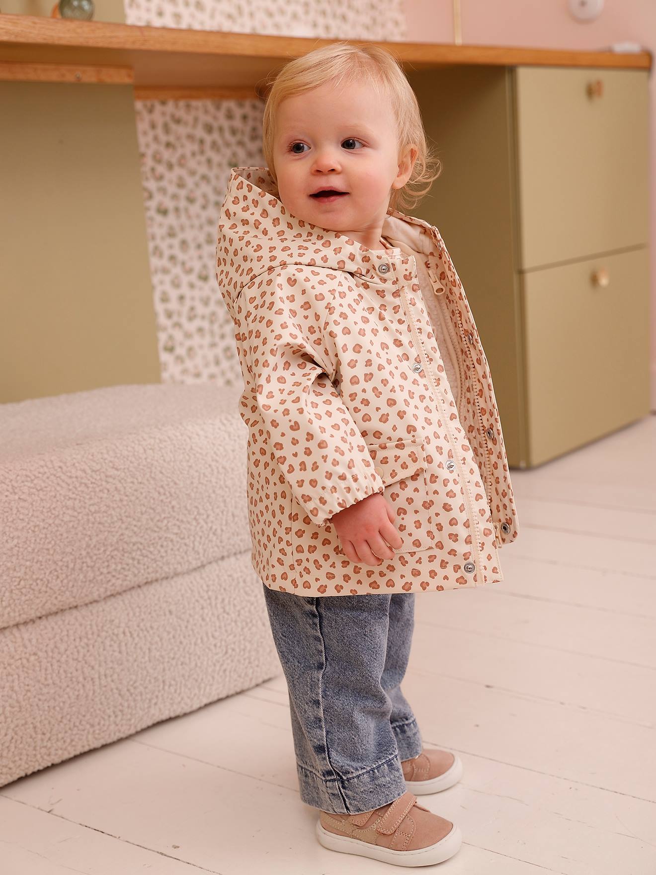 3-in-1 Baby Regenjacke mit Leo-Print