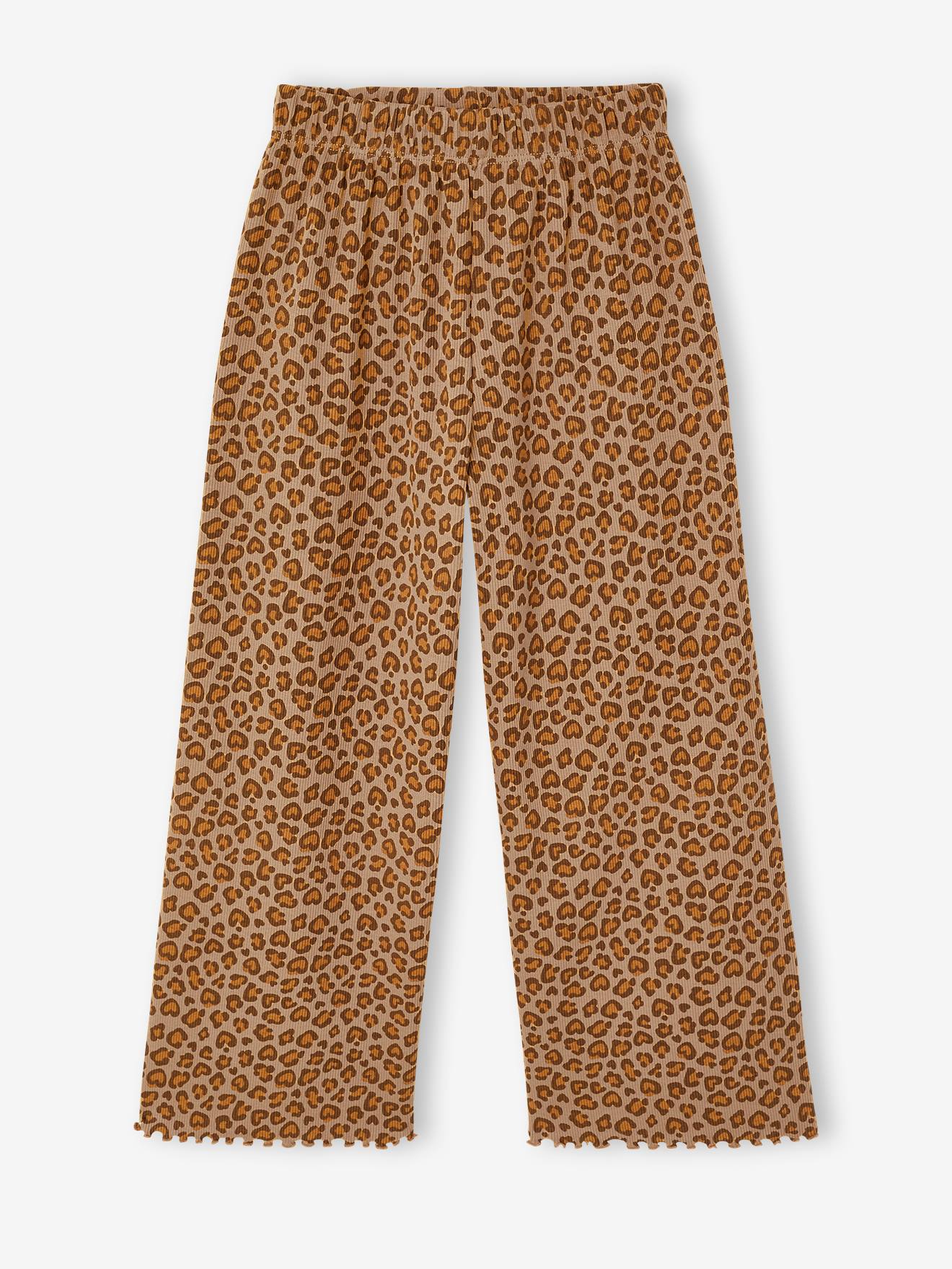 Hose aus Rippjersey Mädchen, Dehnbund karamell leo Gr. 92/98 von vertbaudet