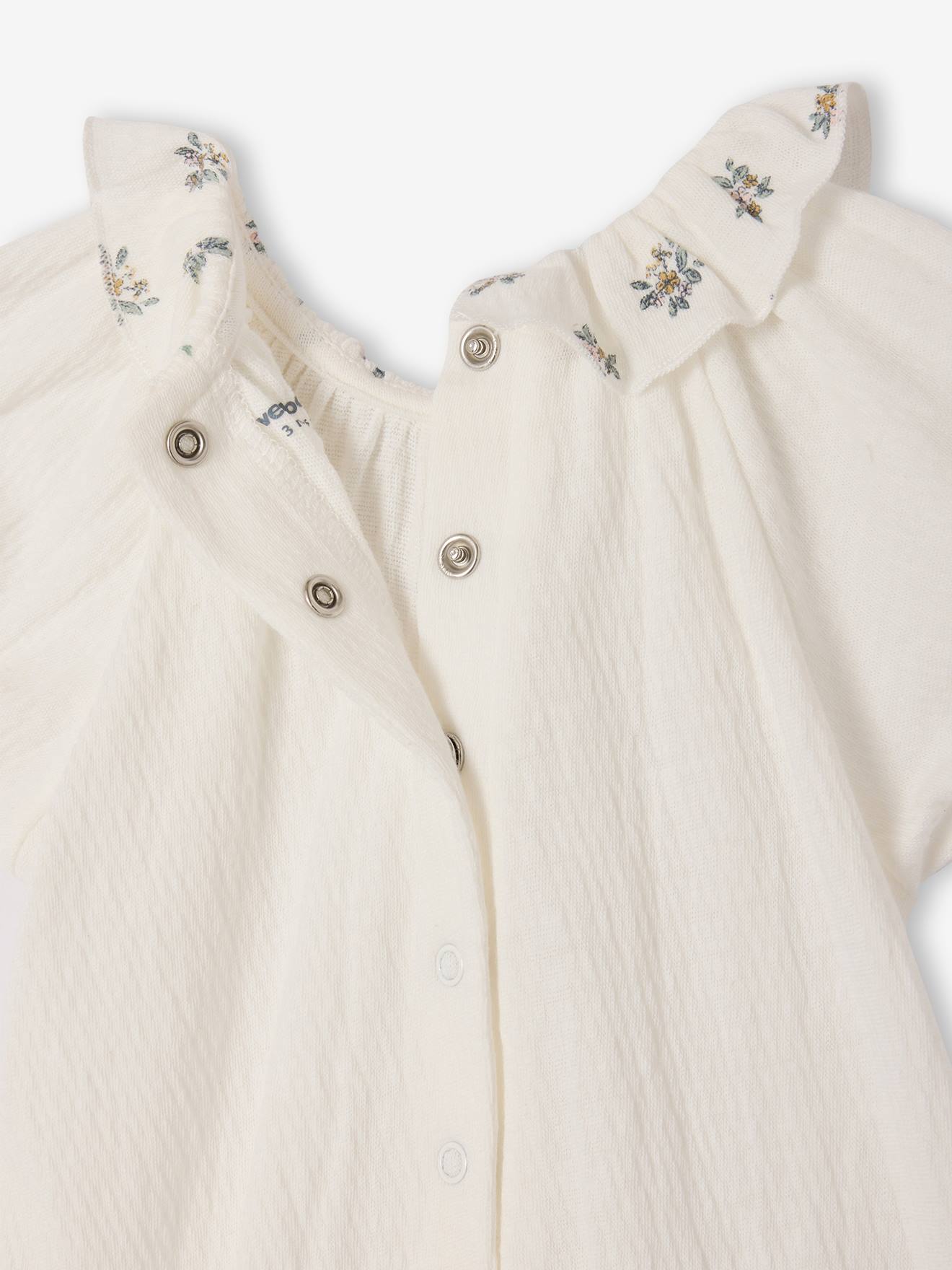 Thumbnail - Baby Body mit kurzen Puffärmeln und Rüschenkragen