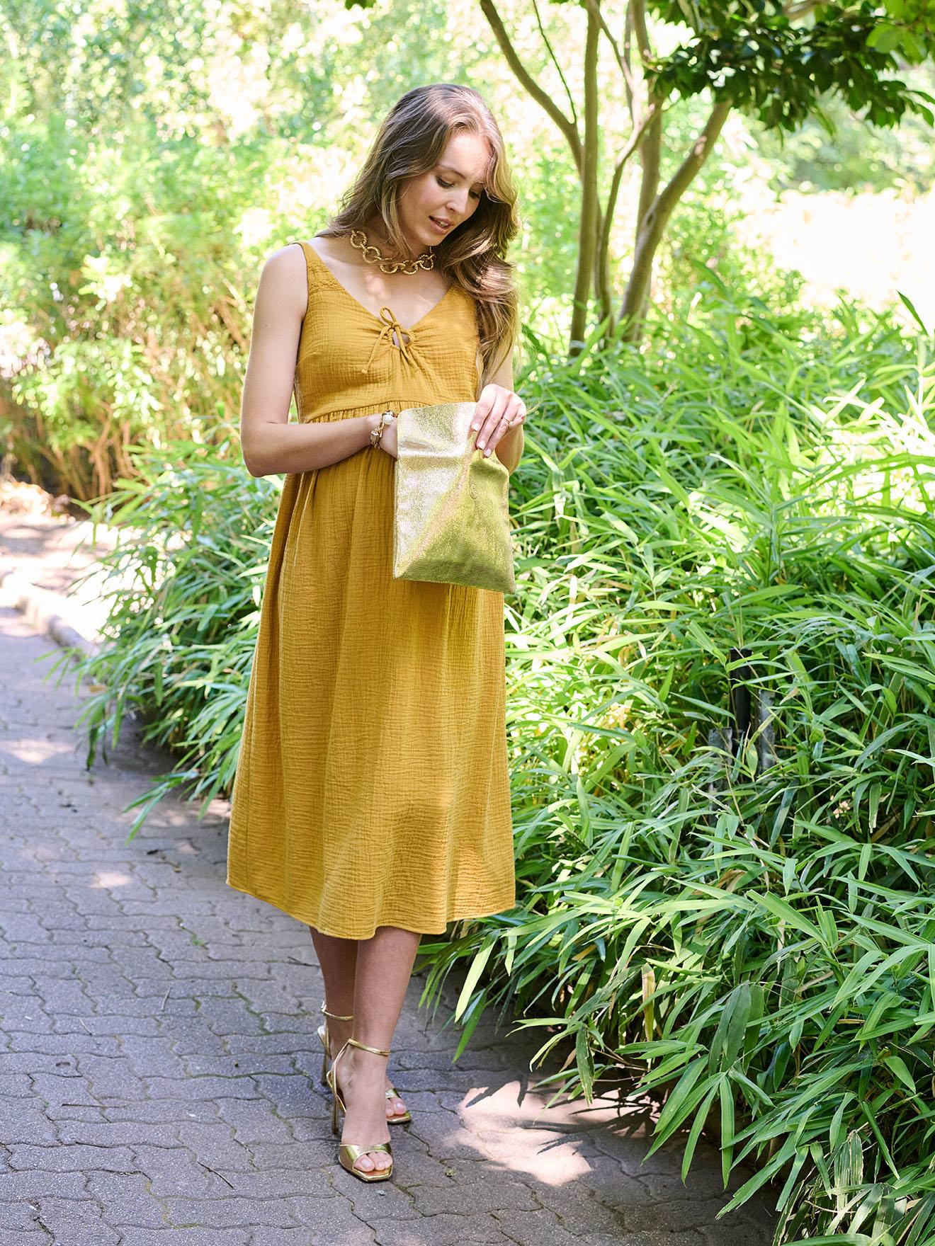 Trägerkleid für Schwangerschaft und Stillzeit ENVIE DE FRAISE ocker