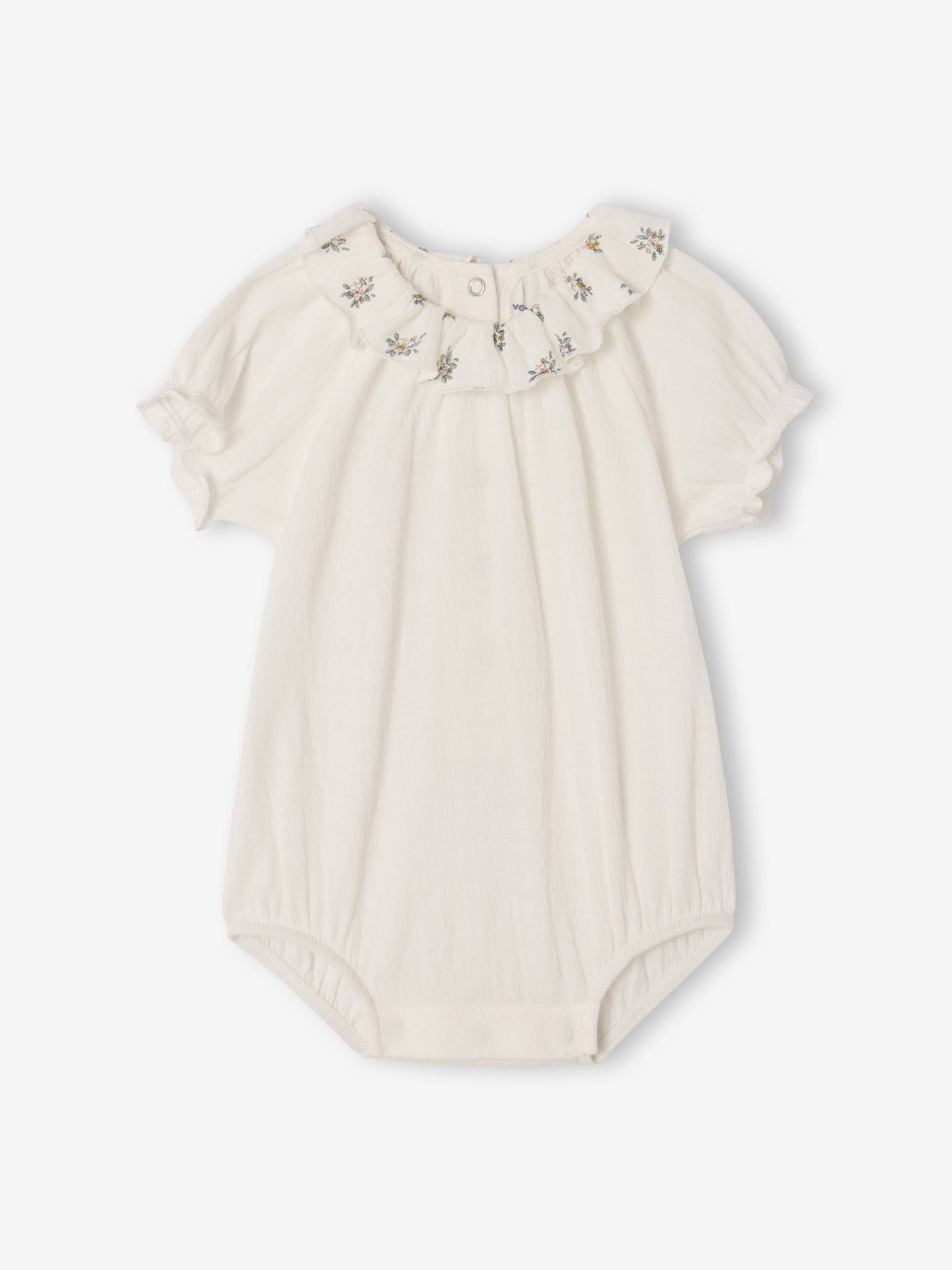 Baby Body mit kurzen Puffärmeln und Rüschenkragen