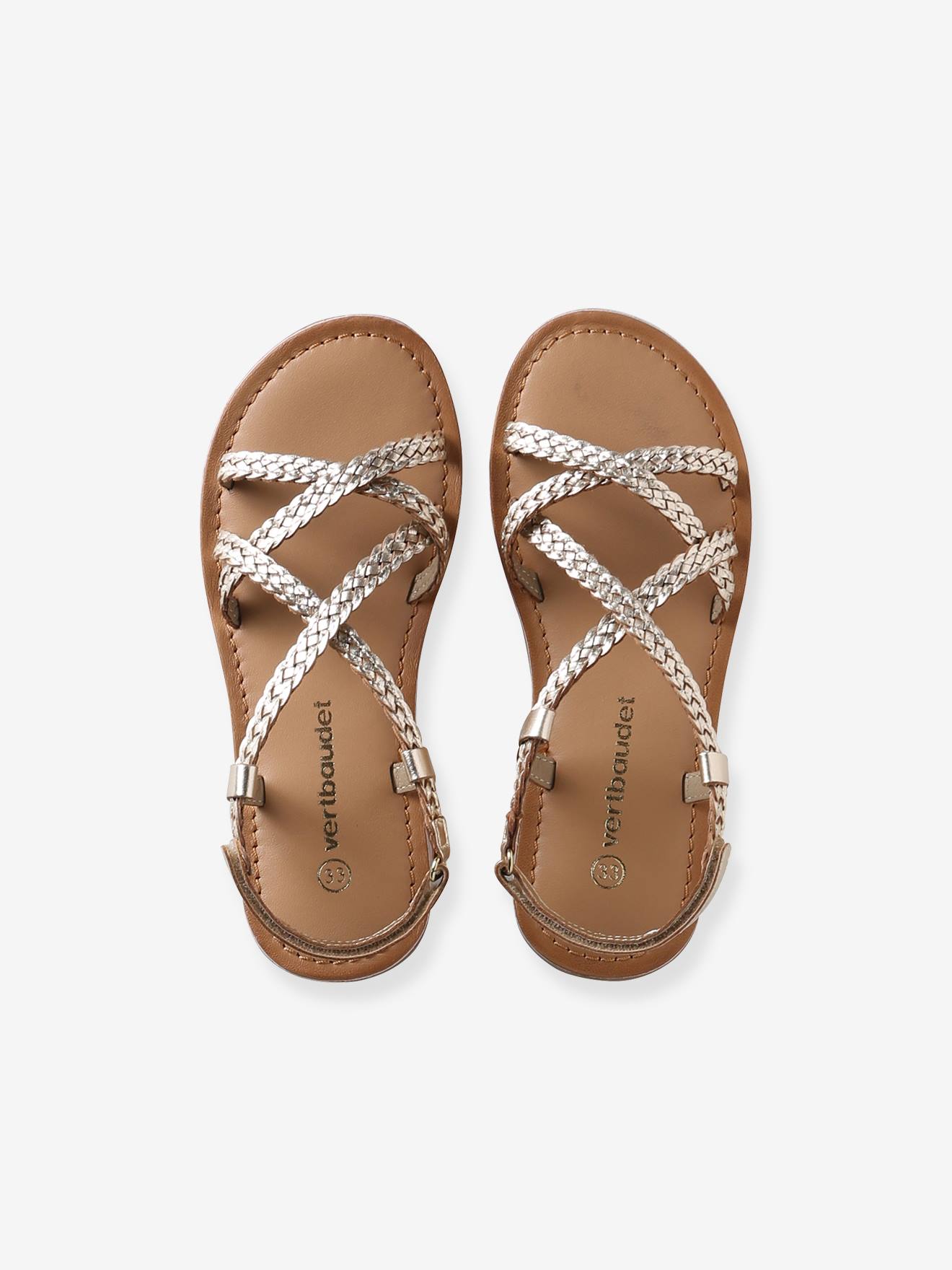 Thumbnail - Ledersandalen geflochten mit Klett Mädchen