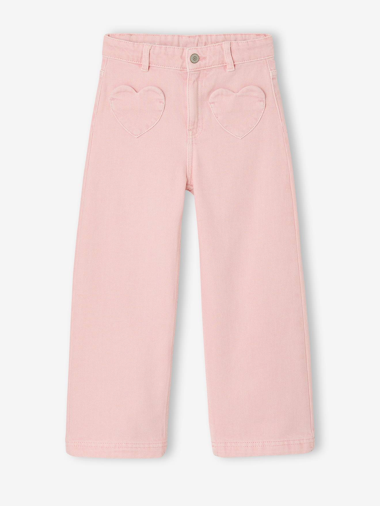 Weite Hose mit Herz-Taschen Mädchen, Bundweite verstellbar pudrig rosa Gr. 158 von vertbaudet