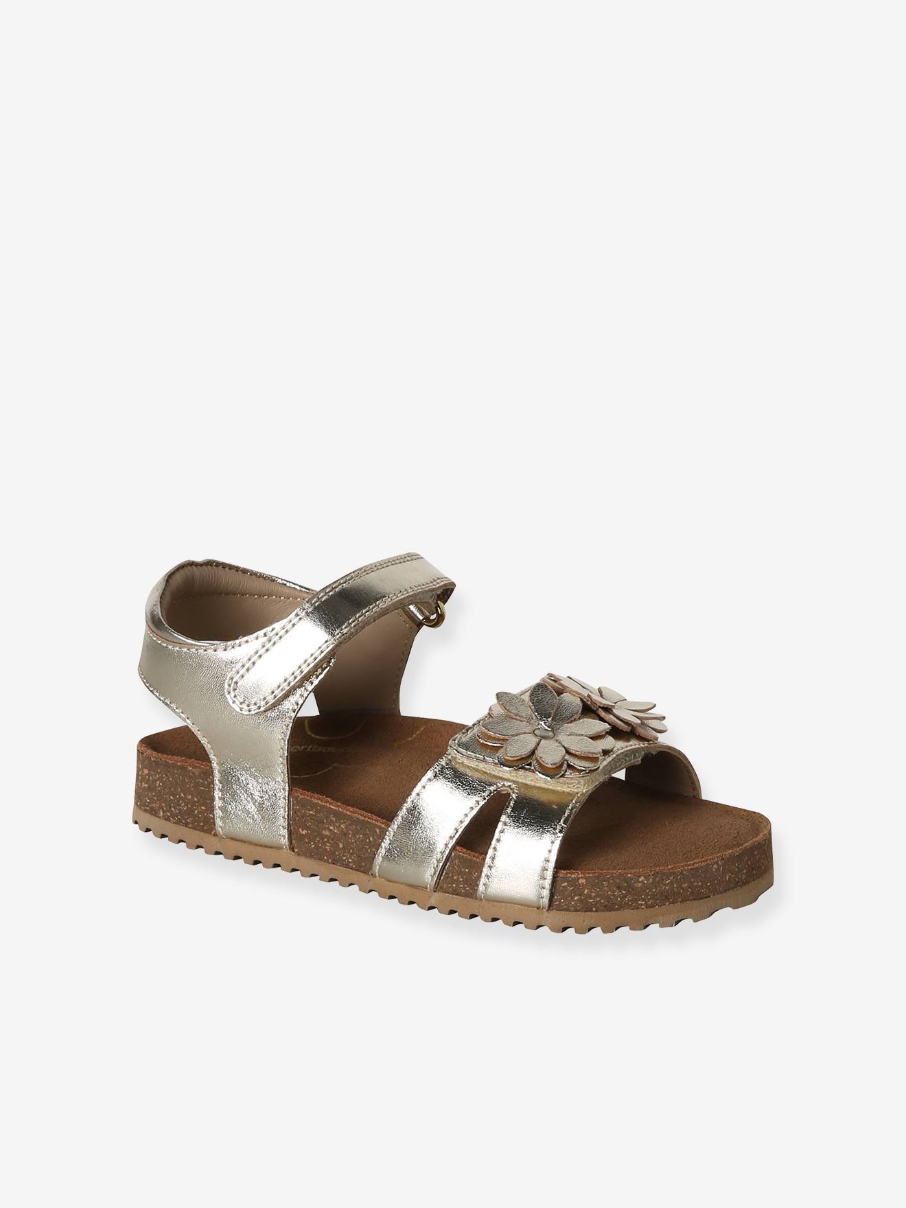 Ledersandalen mit Blumen Mädchen