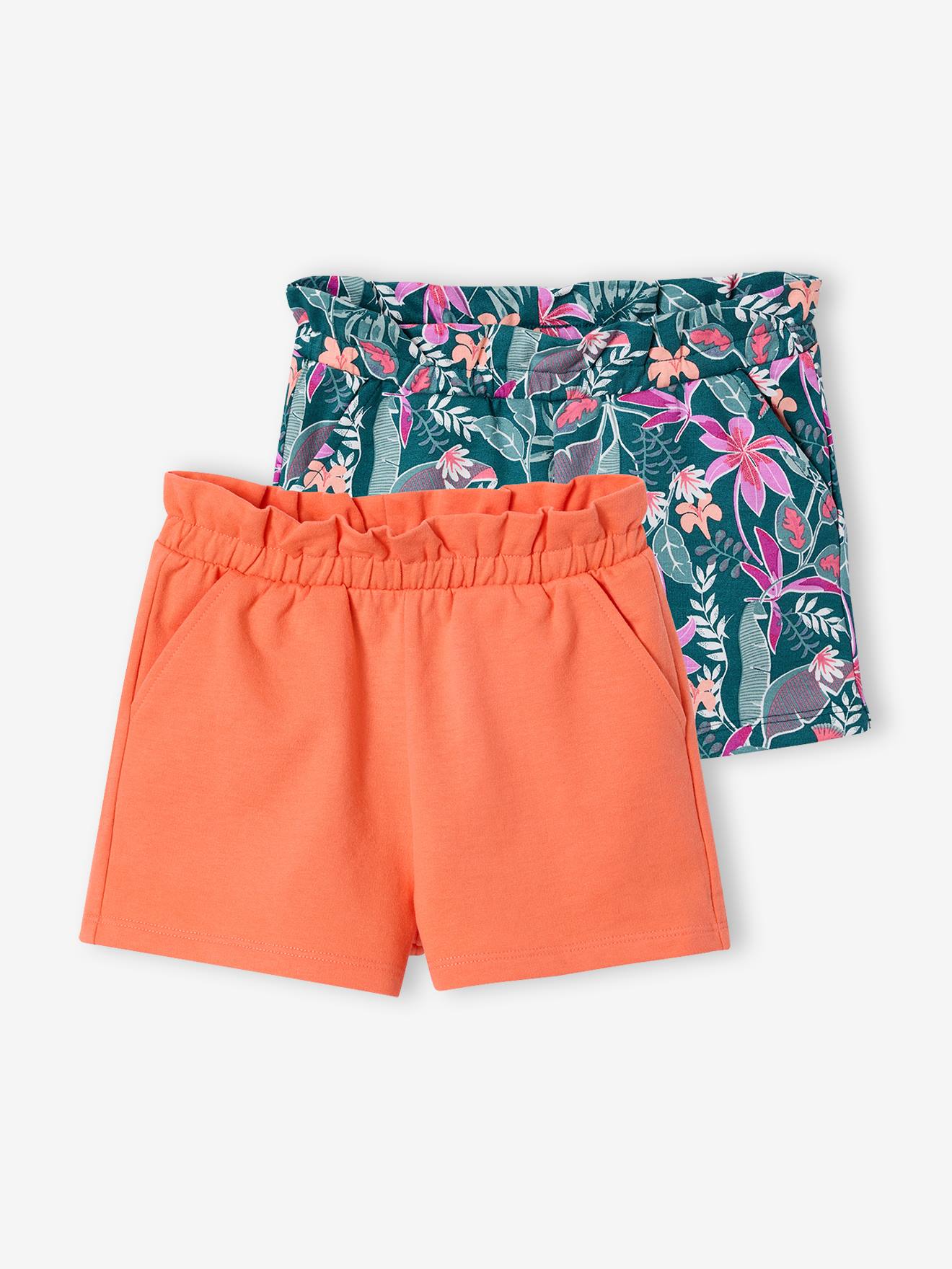 2er-Pack Mädchen Shorts mandarine Gr. 116 von vertbaudet