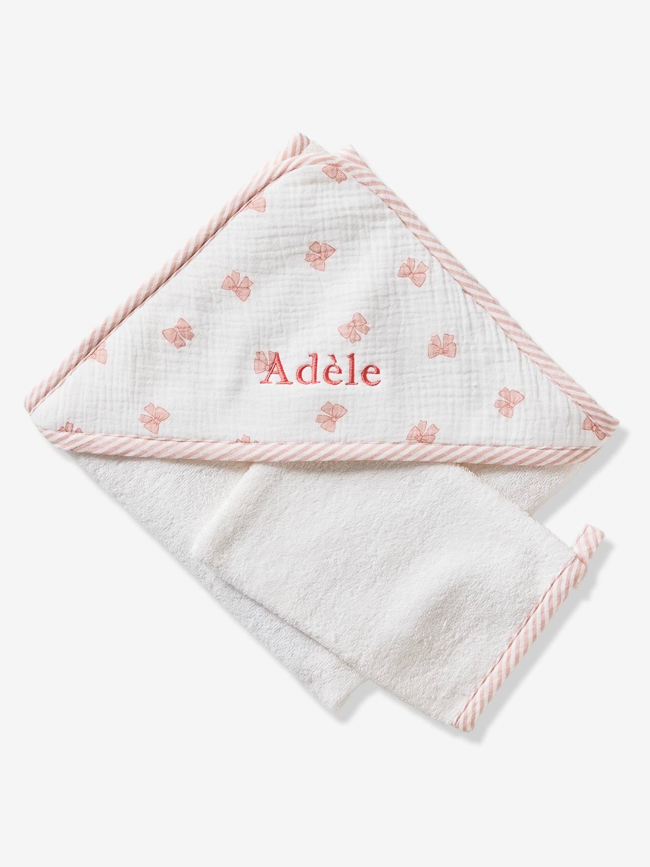 Thumbnail - Set aus Badecape & Waschhandschuh Baby SCHLEIFE