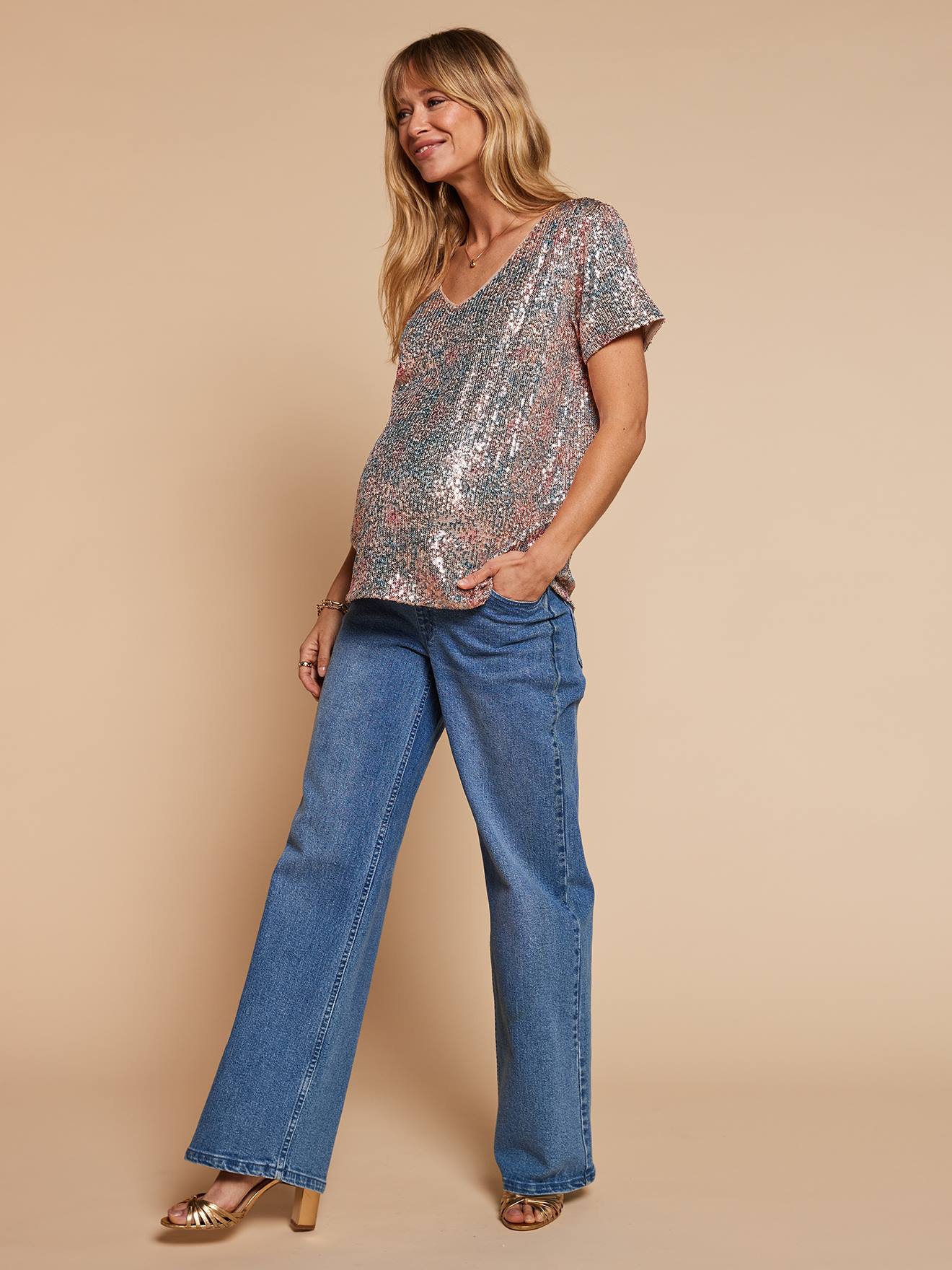 Festlicher Umstandsshirt mit Pailletten ENVIE DE FRAISE Gr. 32/34