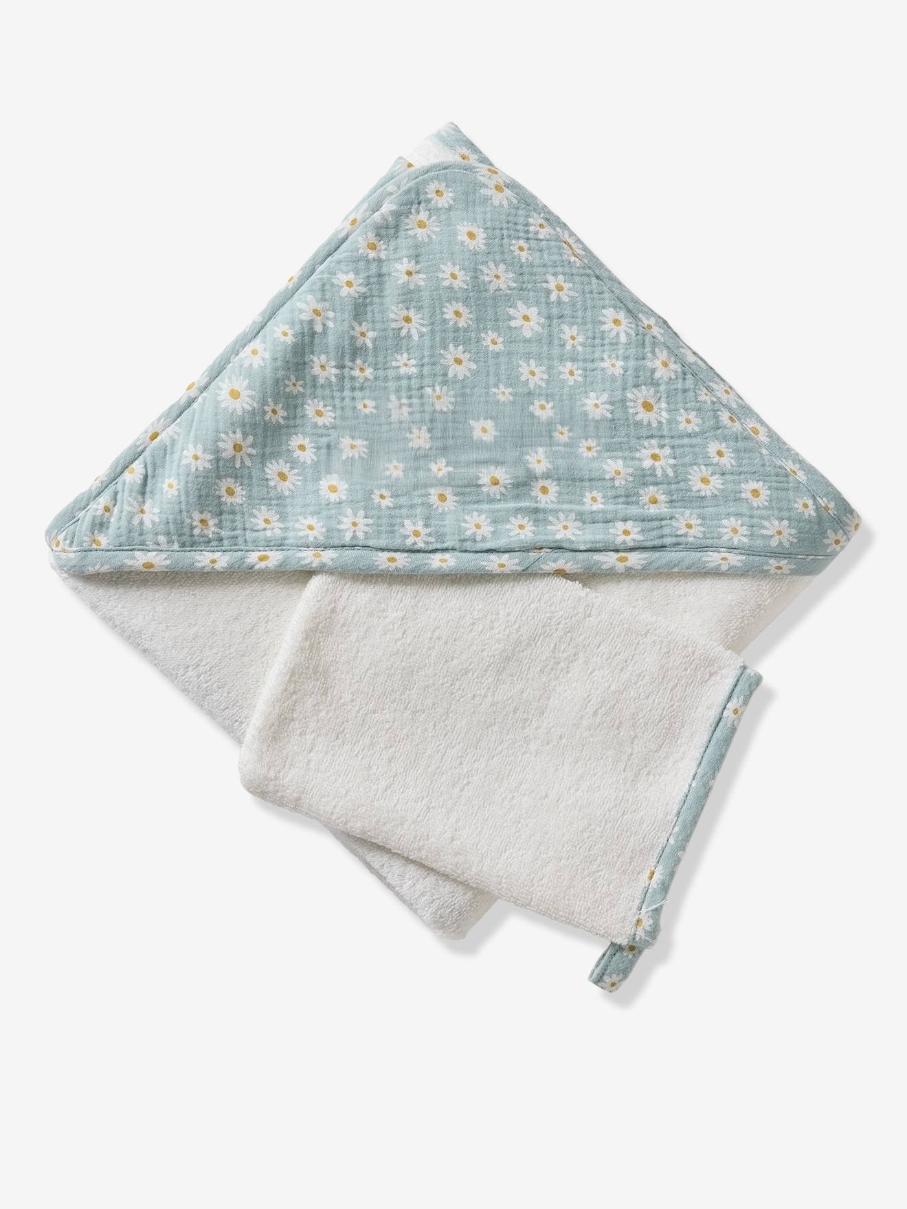 Thumbnail - Set aus Badecape & Waschhandschuh Baby MARGERITEN