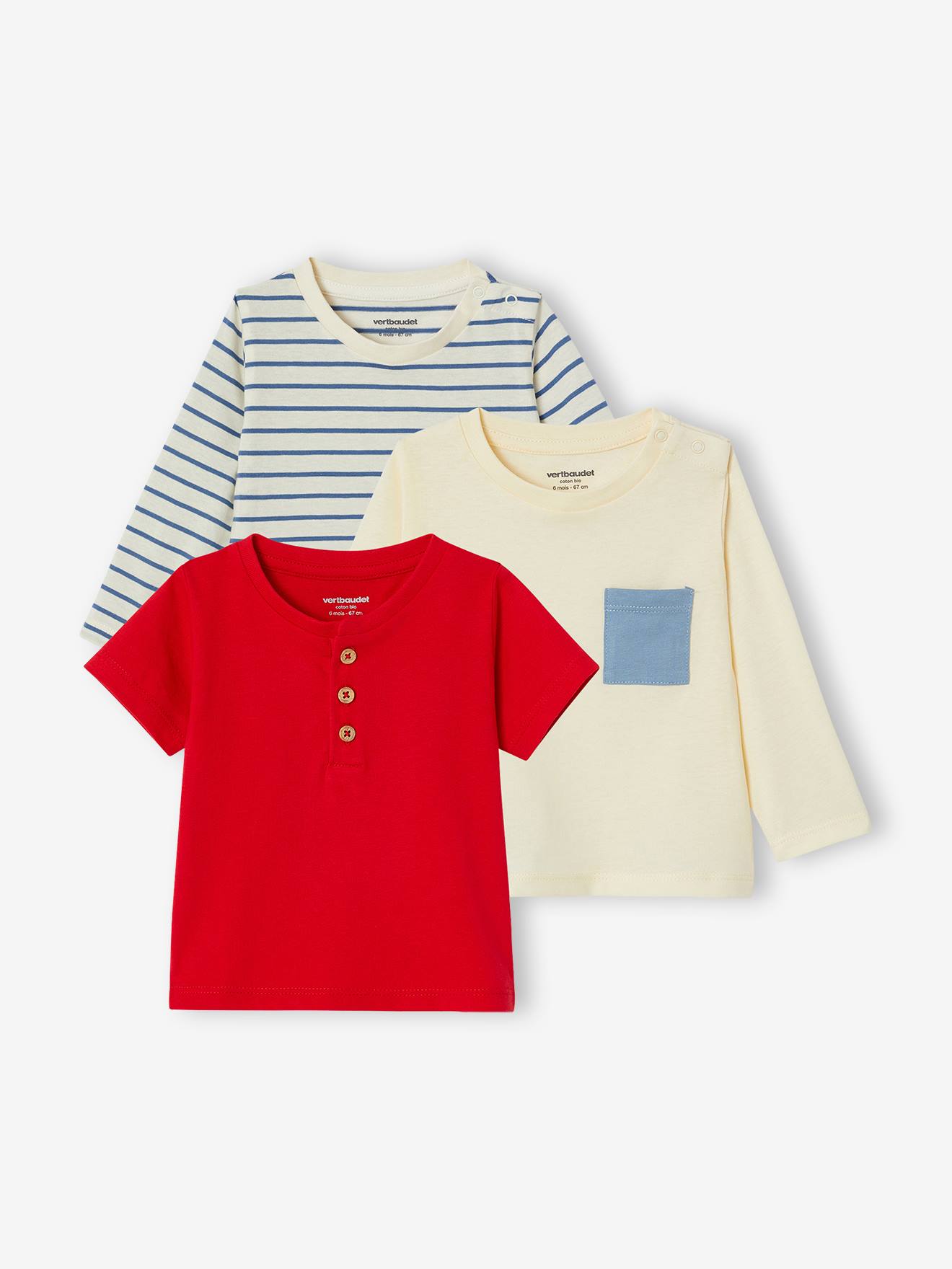 3er-Pack Baby Langarmshirts kurzarm und langarm BASIC