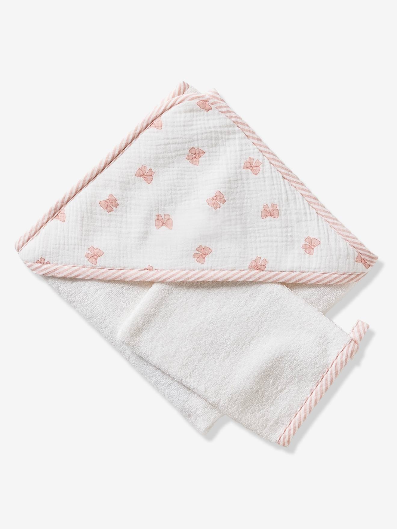 Thumbnail - Set aus Badecape & Waschhandschuh Baby SCHLEIFE