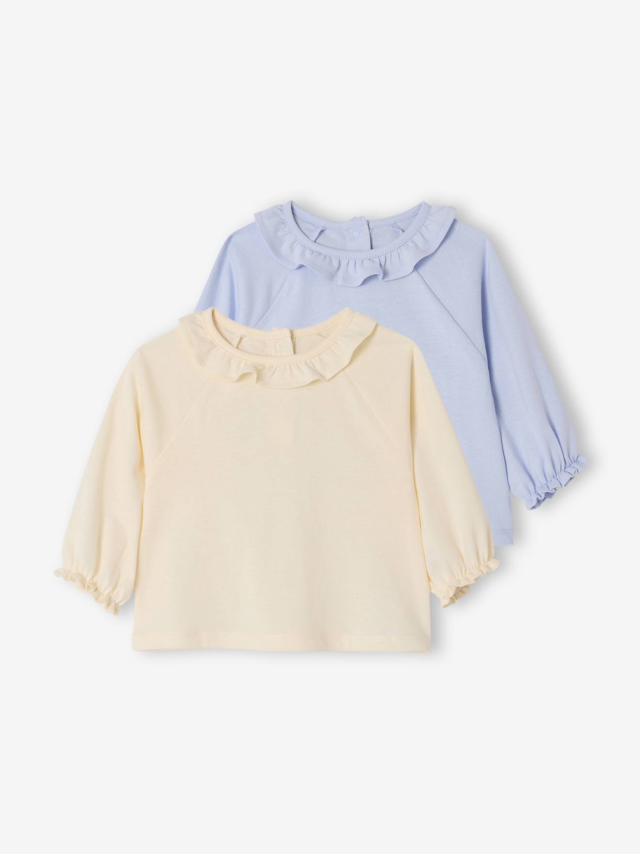 2er-Pack Baby Langarmshirts mit Rüschenkragen BASIC