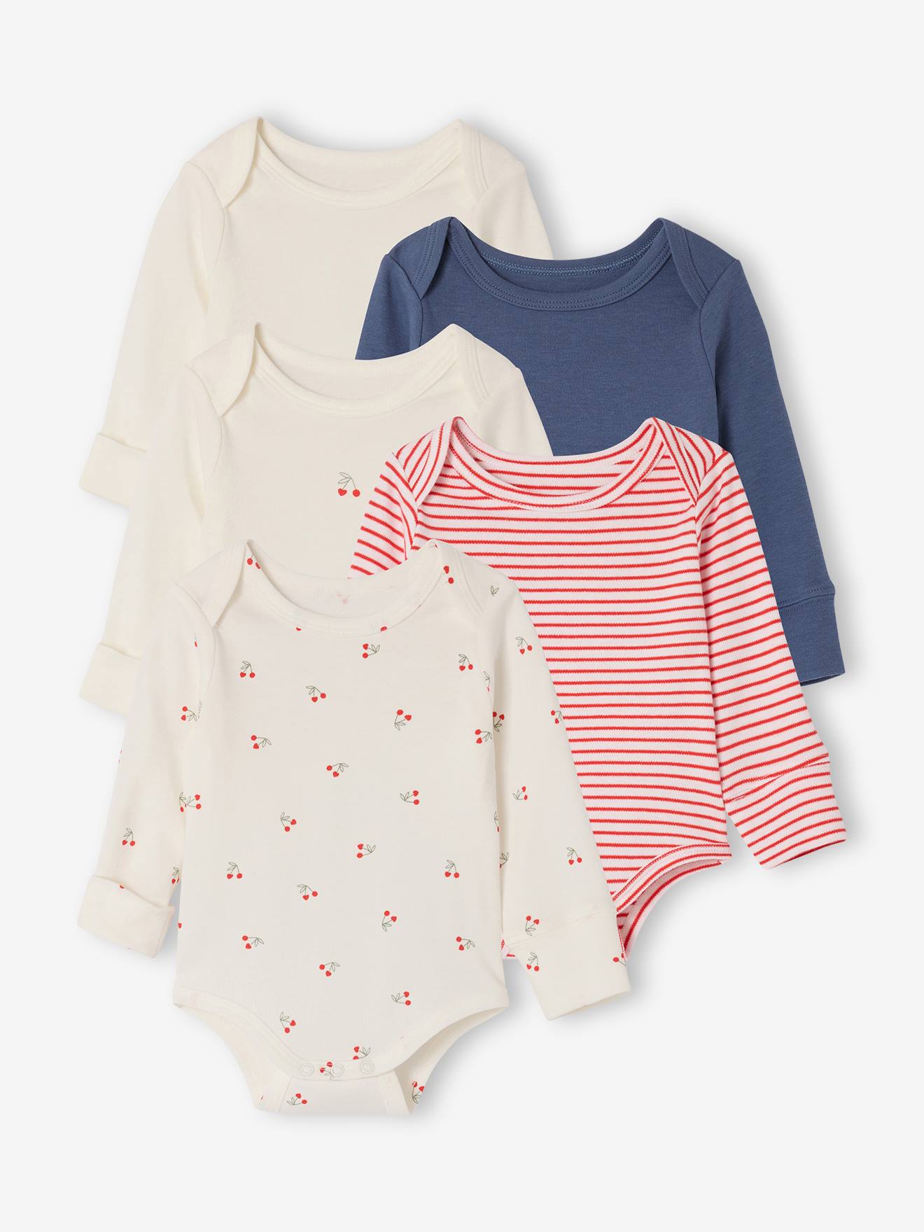 5er-Pack Baby Wickelbodys mit langen Ärmeln, Bio-Baumwolle rot Gr. 92/98 von vertbaudet