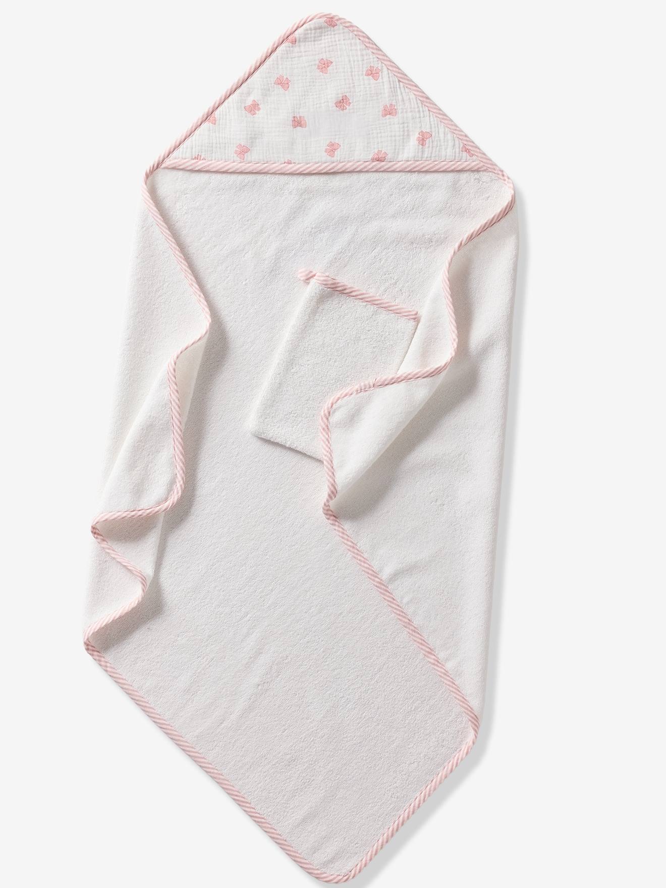 Thumbnail - Set aus Badecape & Waschhandschuh Baby SCHLEIFE