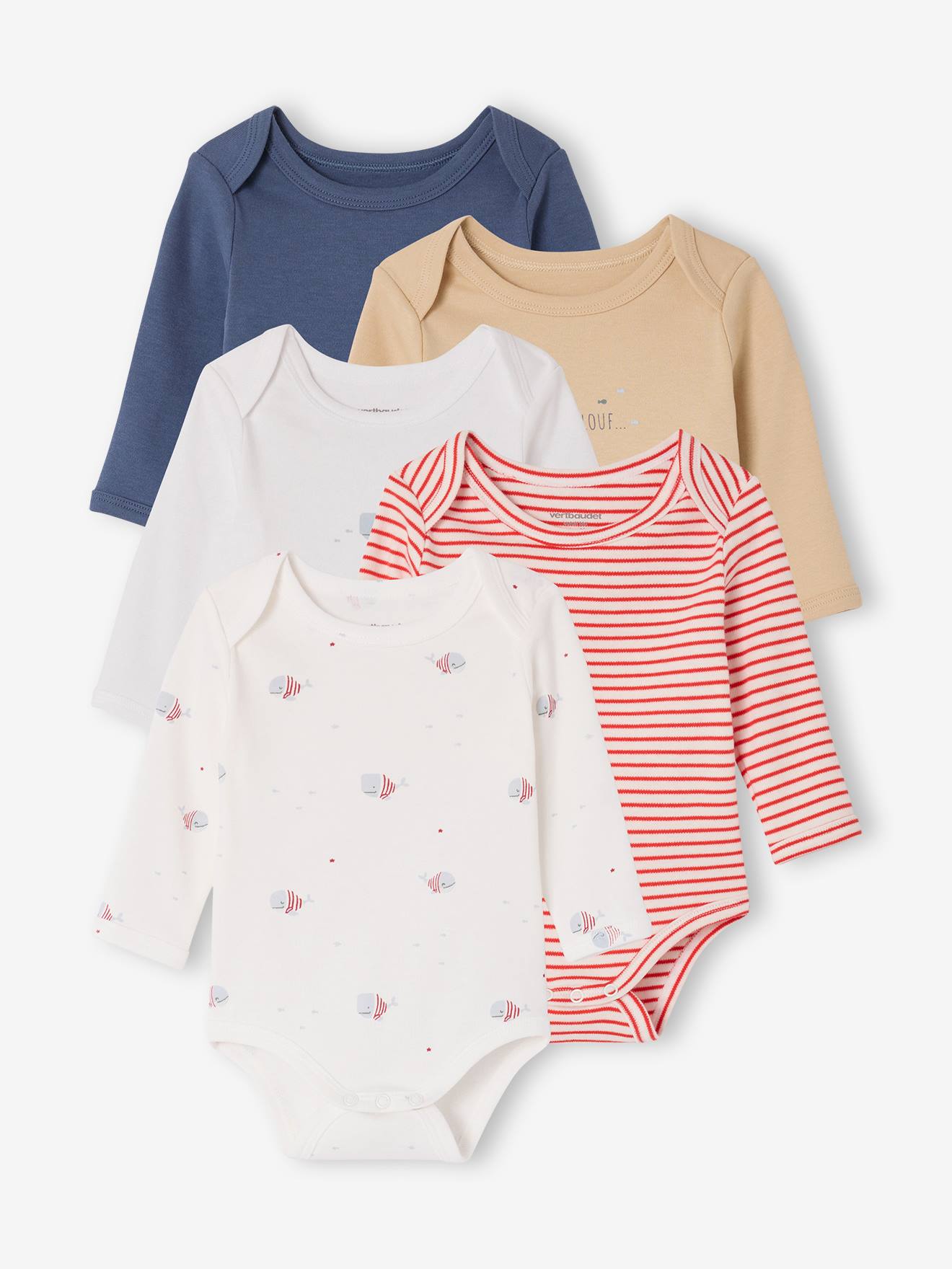 5er-Pack Baby Langarm-Bodys