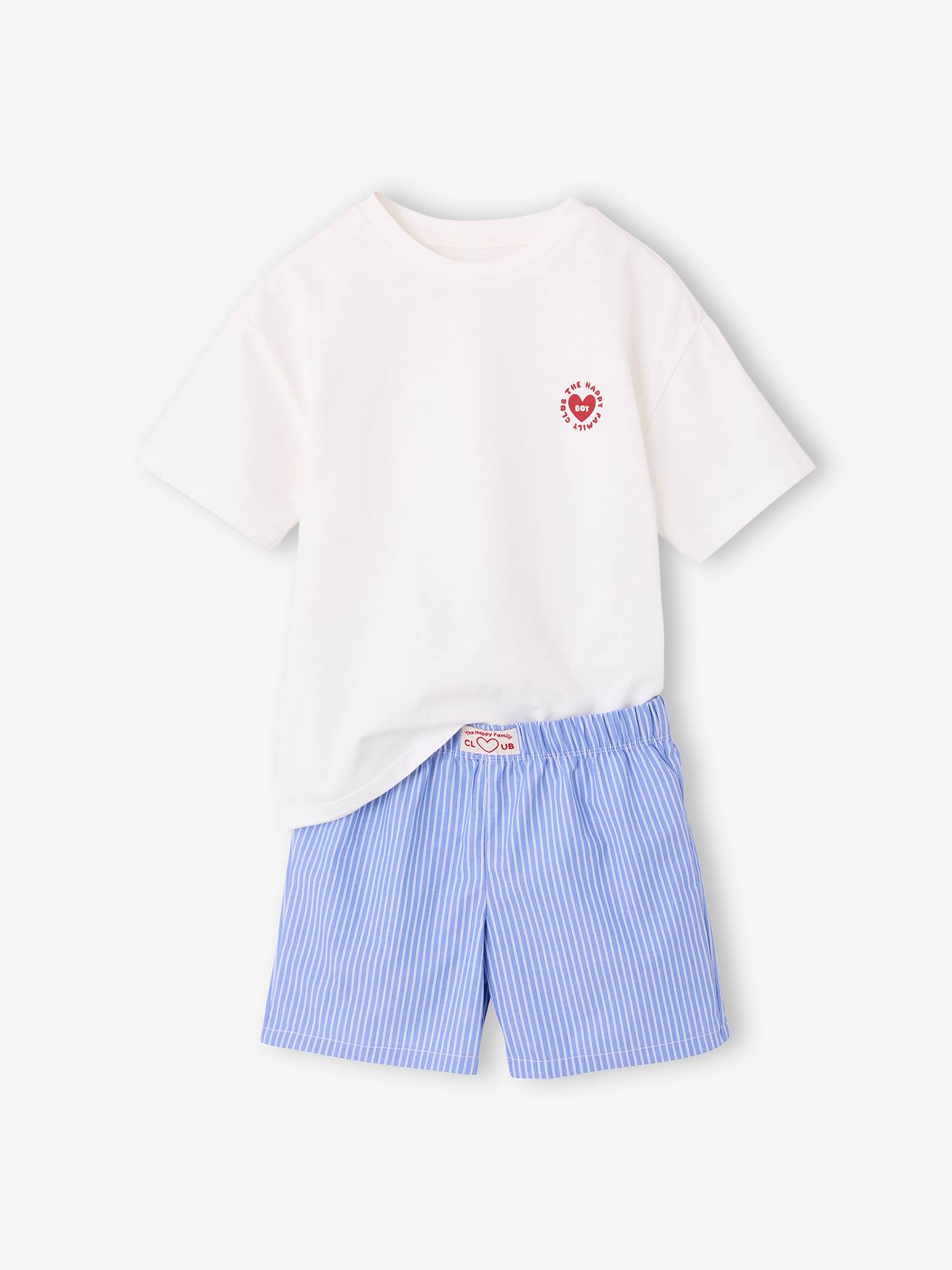 Sommer-Schlafanzug Kurzarm Jungen wollweiß Gr. 128 von vertbaudet