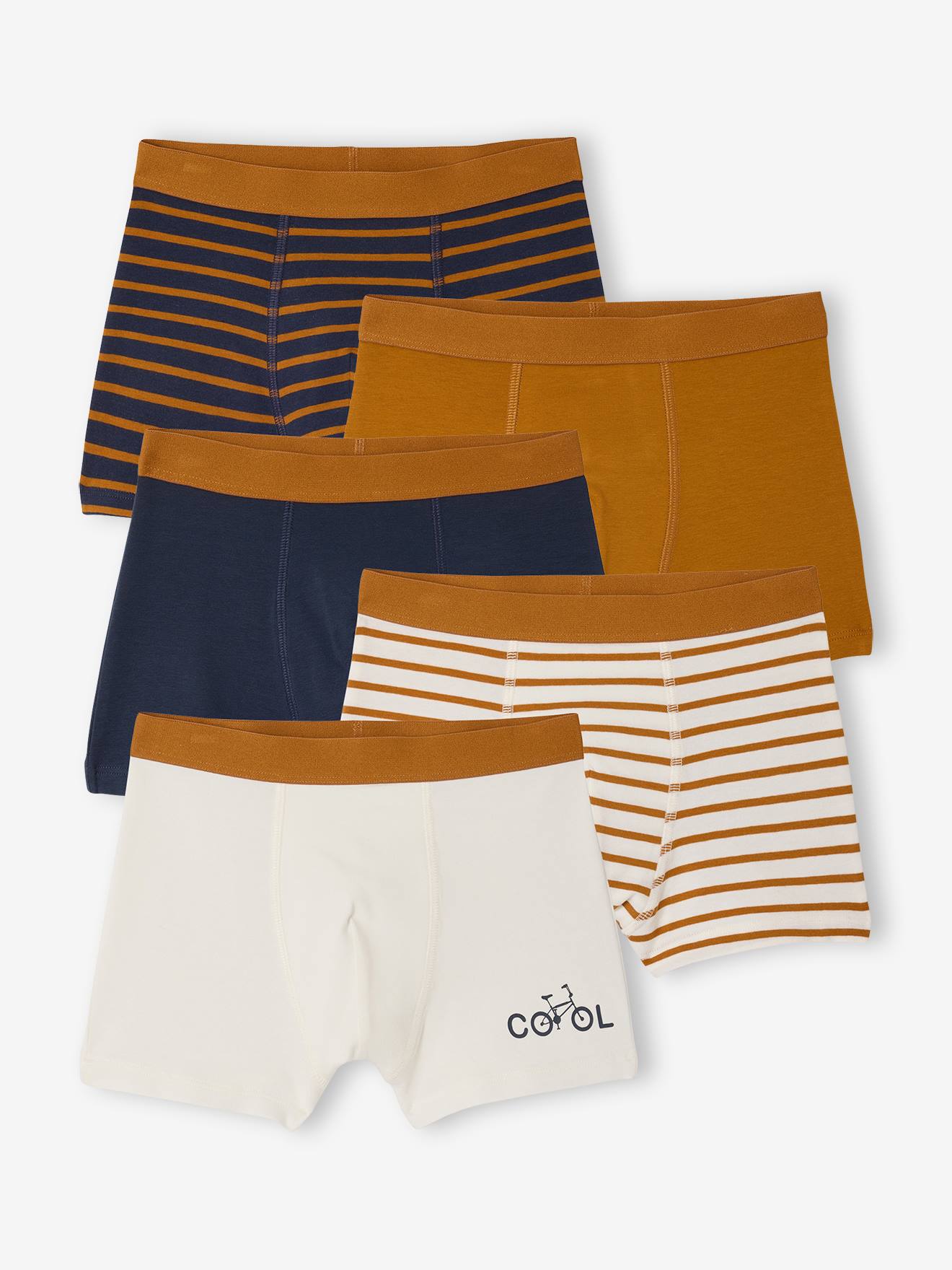 5er-Pack Boxershorts mit Fahrrad-Motiven, Jungen, Bio-Baumwolle wollweiß Gr. 86 von vertbaudet
