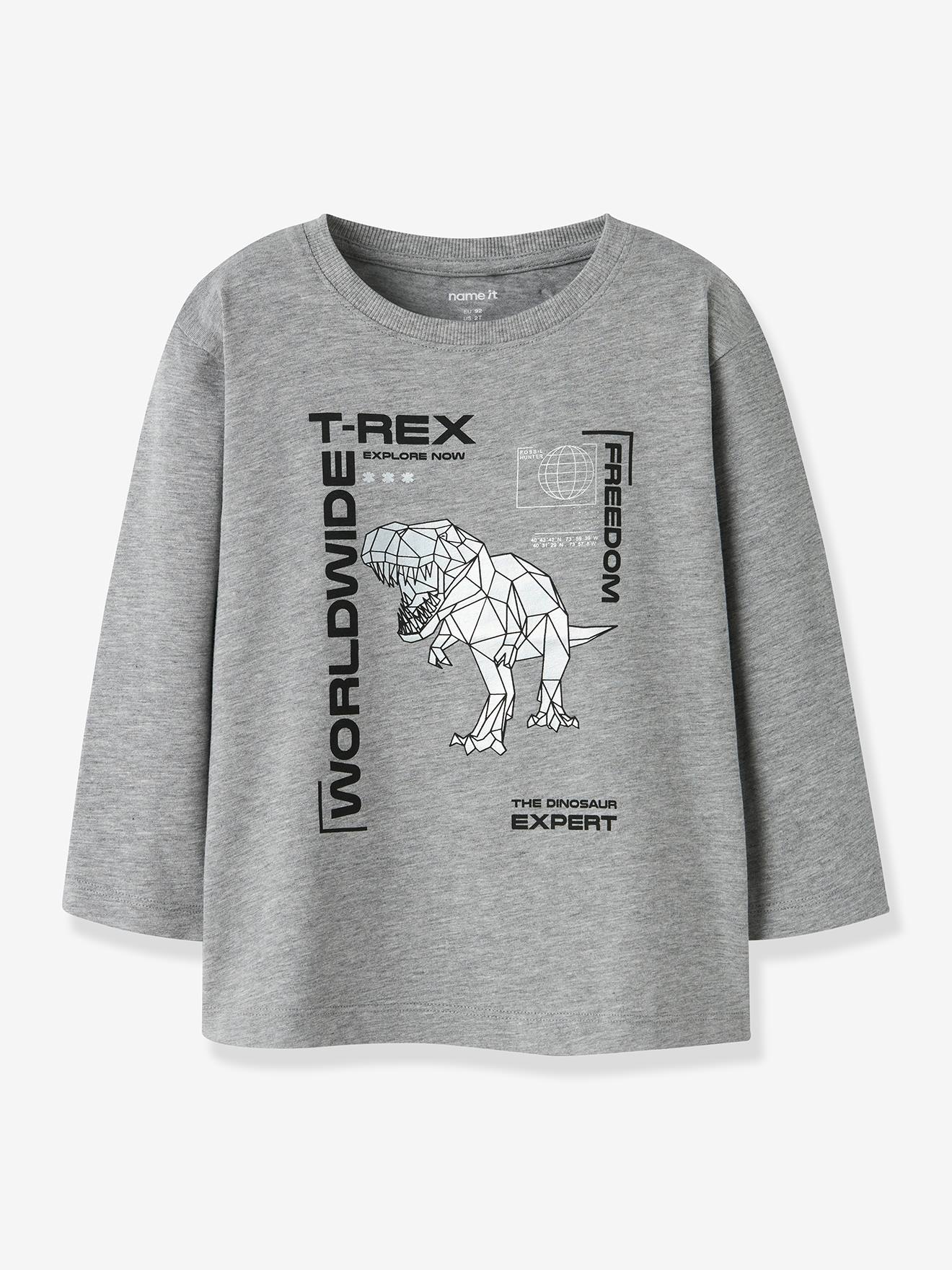 Shirt mit Print & Boxy-Fit Jungen NAME IT grau Gr. 92/98