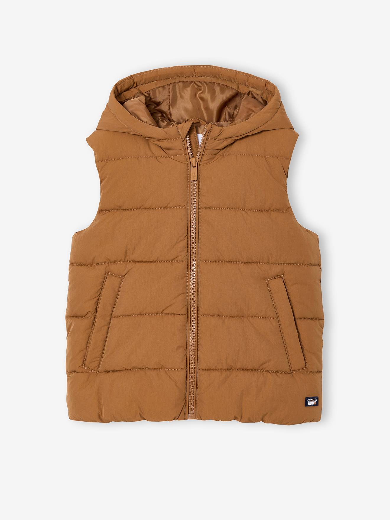 Steppweste mit Kapuze Jungen, Recycling-Polyester, Übergangszeit pekannuss Gr. 116 von vertbaudet