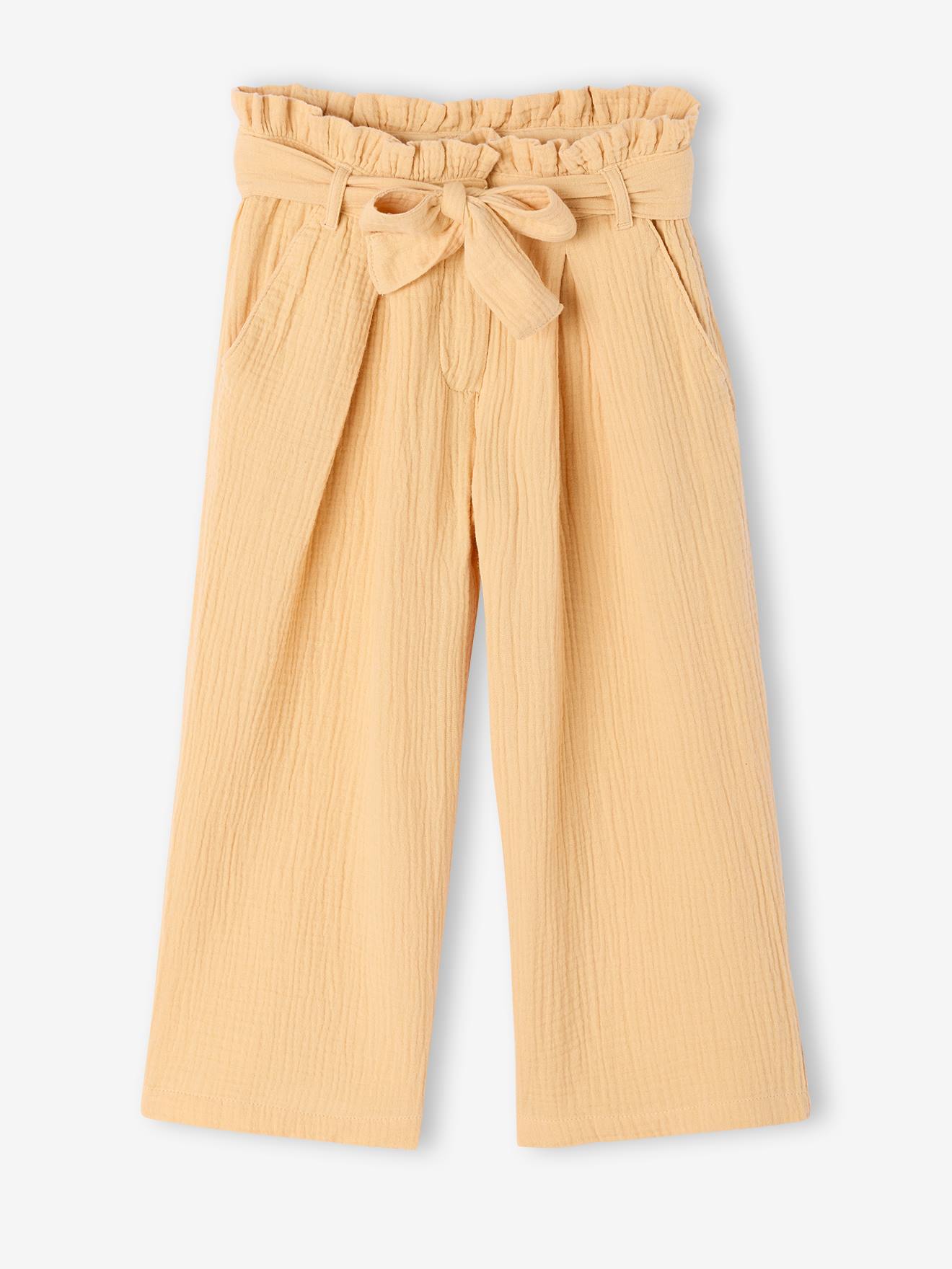 Vertbaudet Mädchen Paperbag-Hose Gelb 146/152