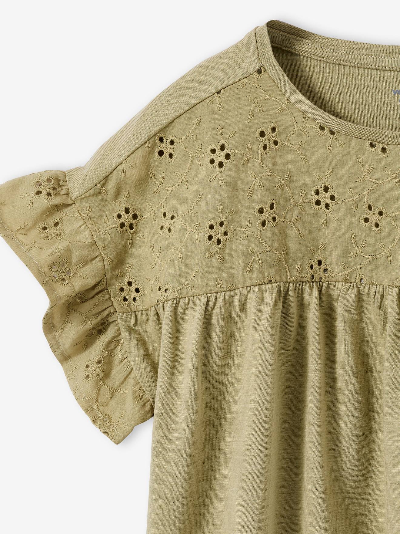 Thumbnail - Blusenshirt mit Volantärmel und Lochstickerei