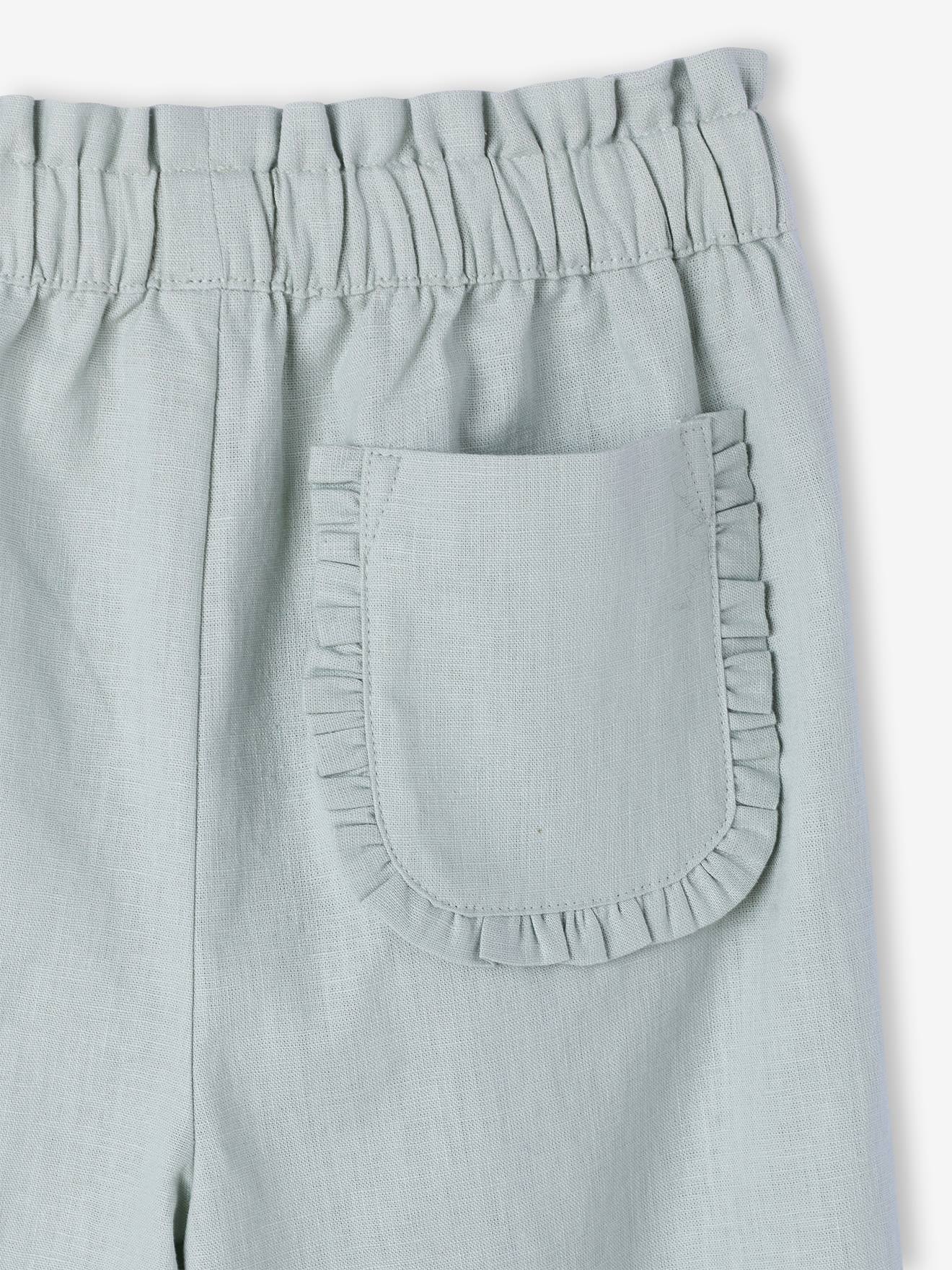 Thumbnail - 3/4-Hose Baumwoll-Leinen-Mix mit Volants