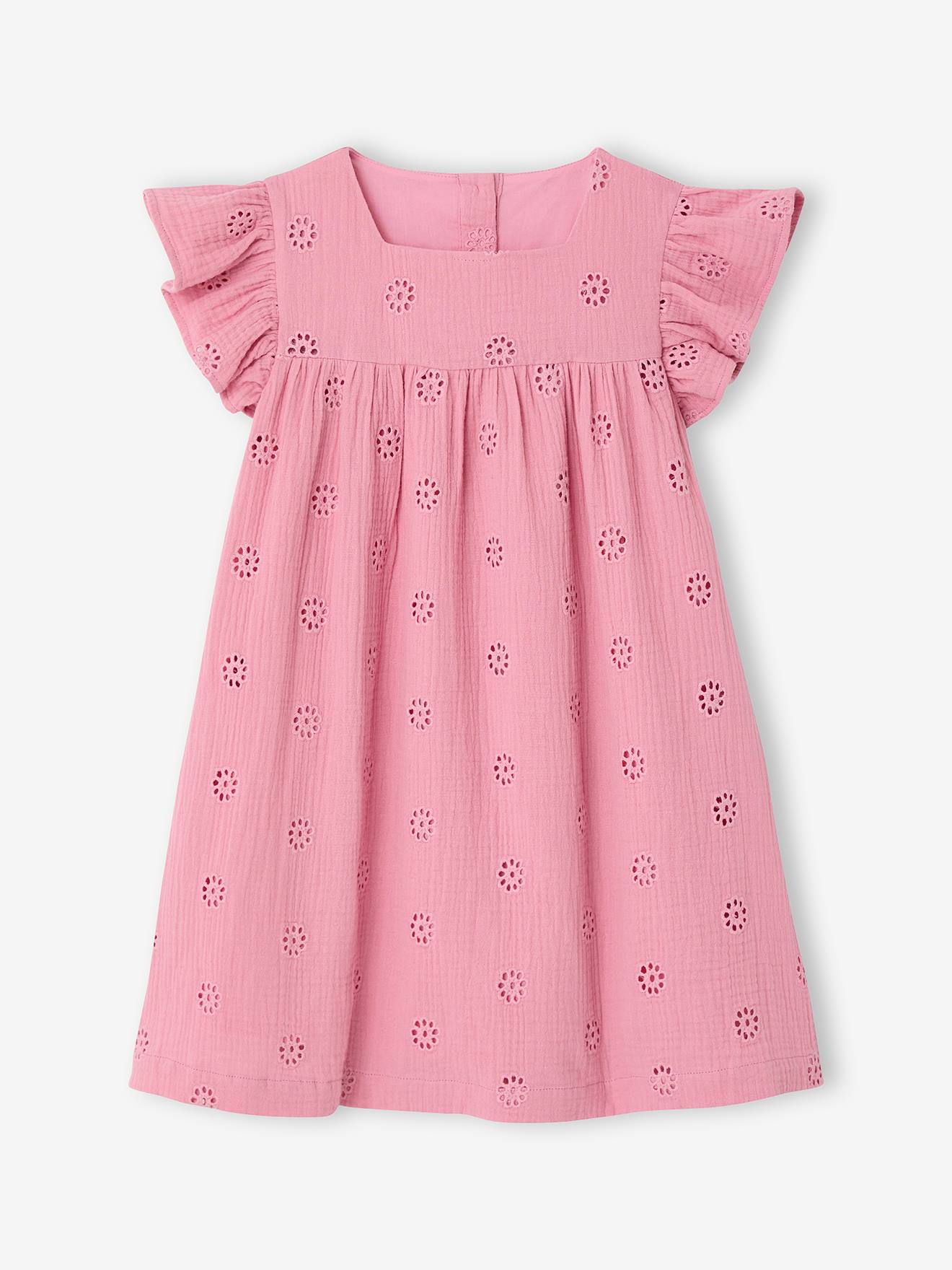 Mädchen Musselinkleid altrosa Gr. 122 von vertbaudet