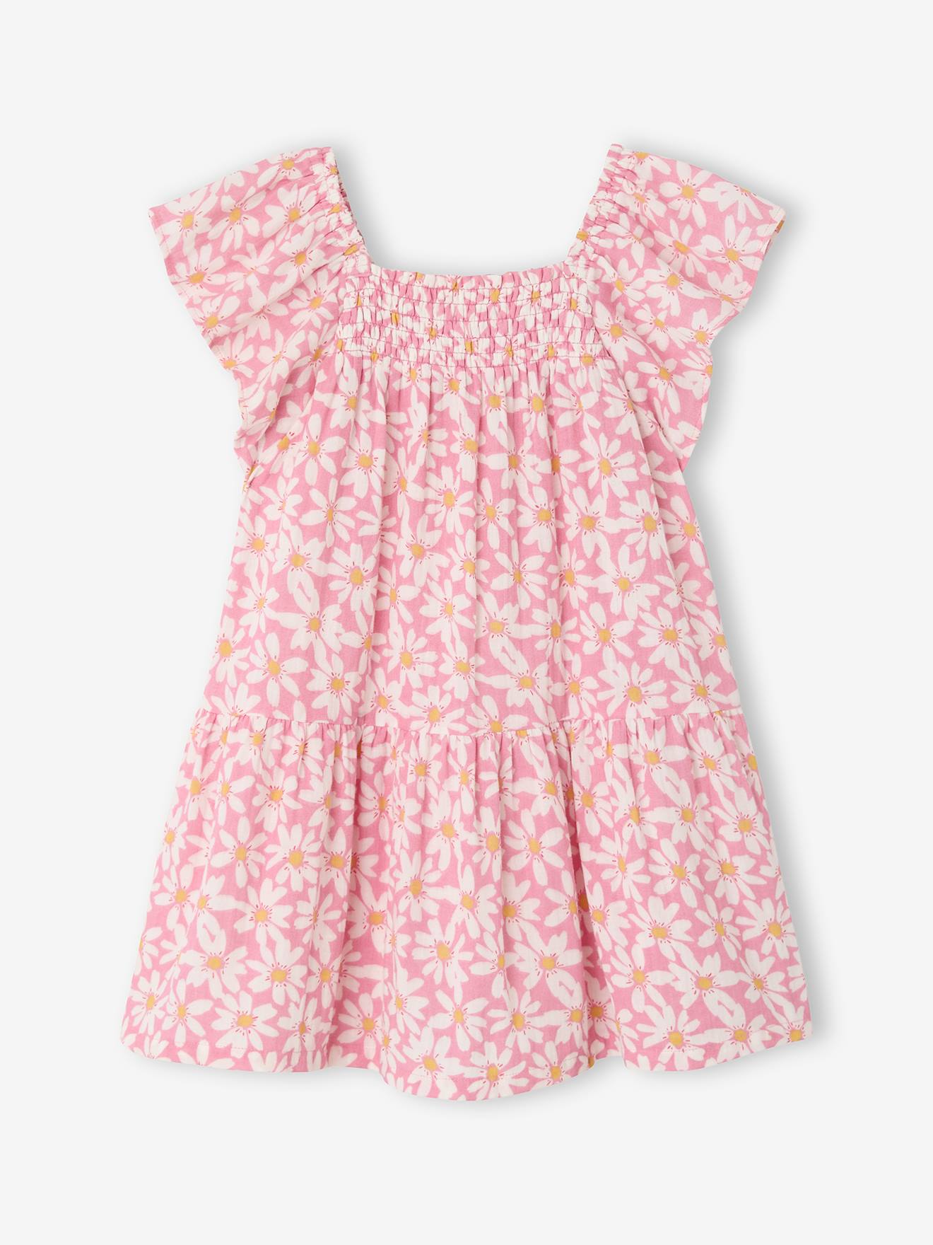 Gesmoktes Kleid mit Blumen Mädchen pudrig