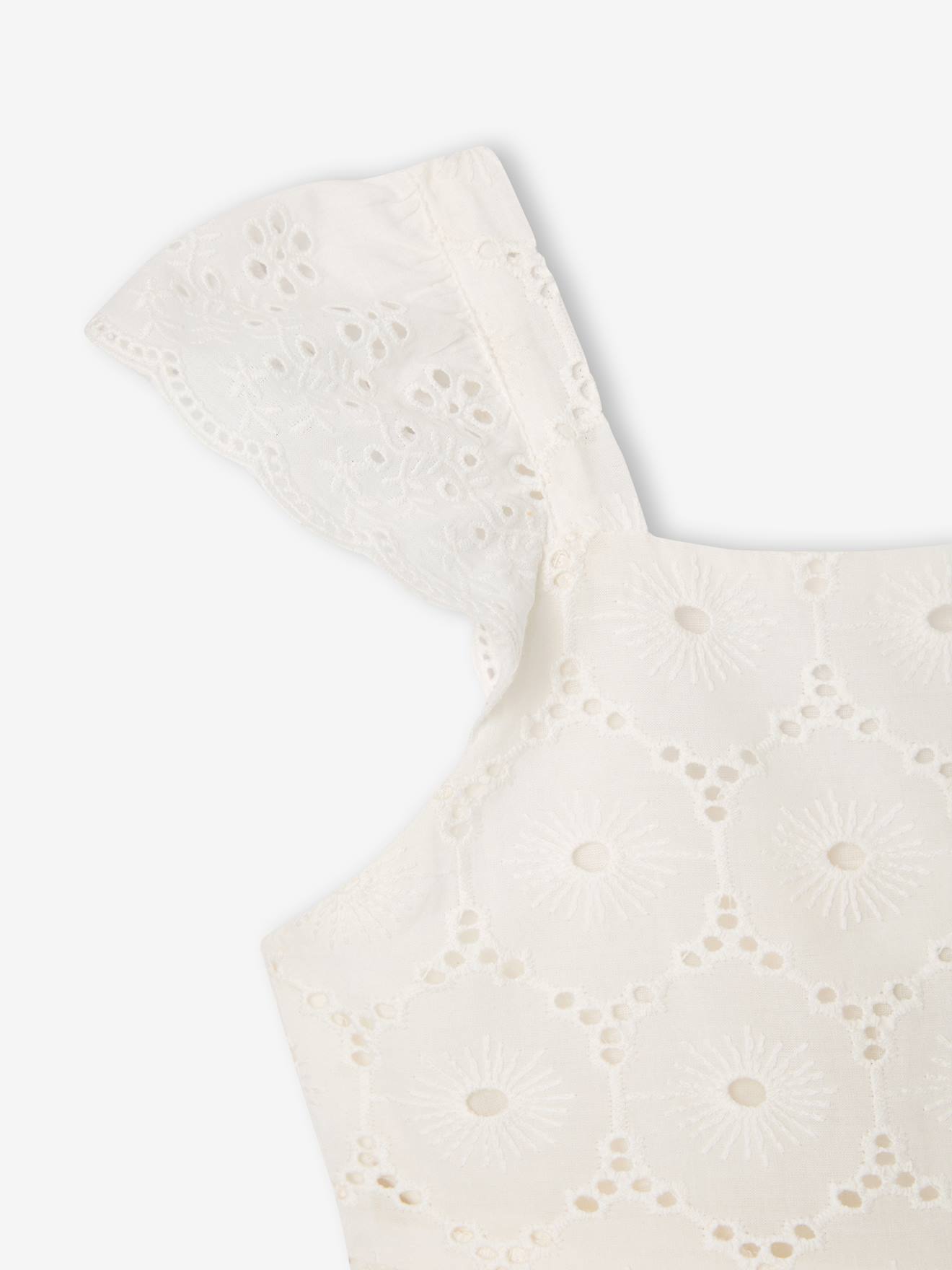 Thumbnail - Festkleid mit Volantträgern und Lochstickerei Kommunion