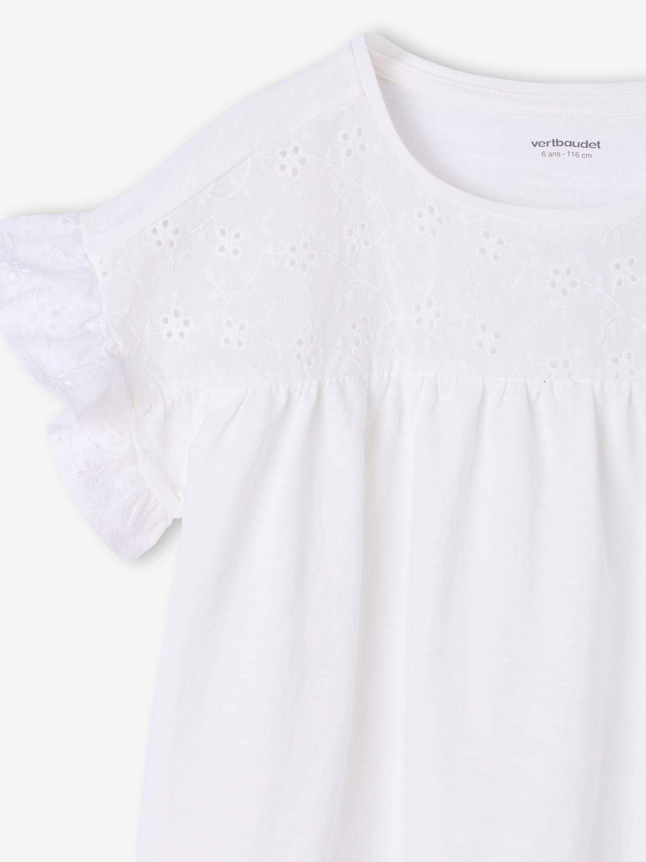 Thumbnail - Blusenshirt mit Volantärmel und Lochstickerei