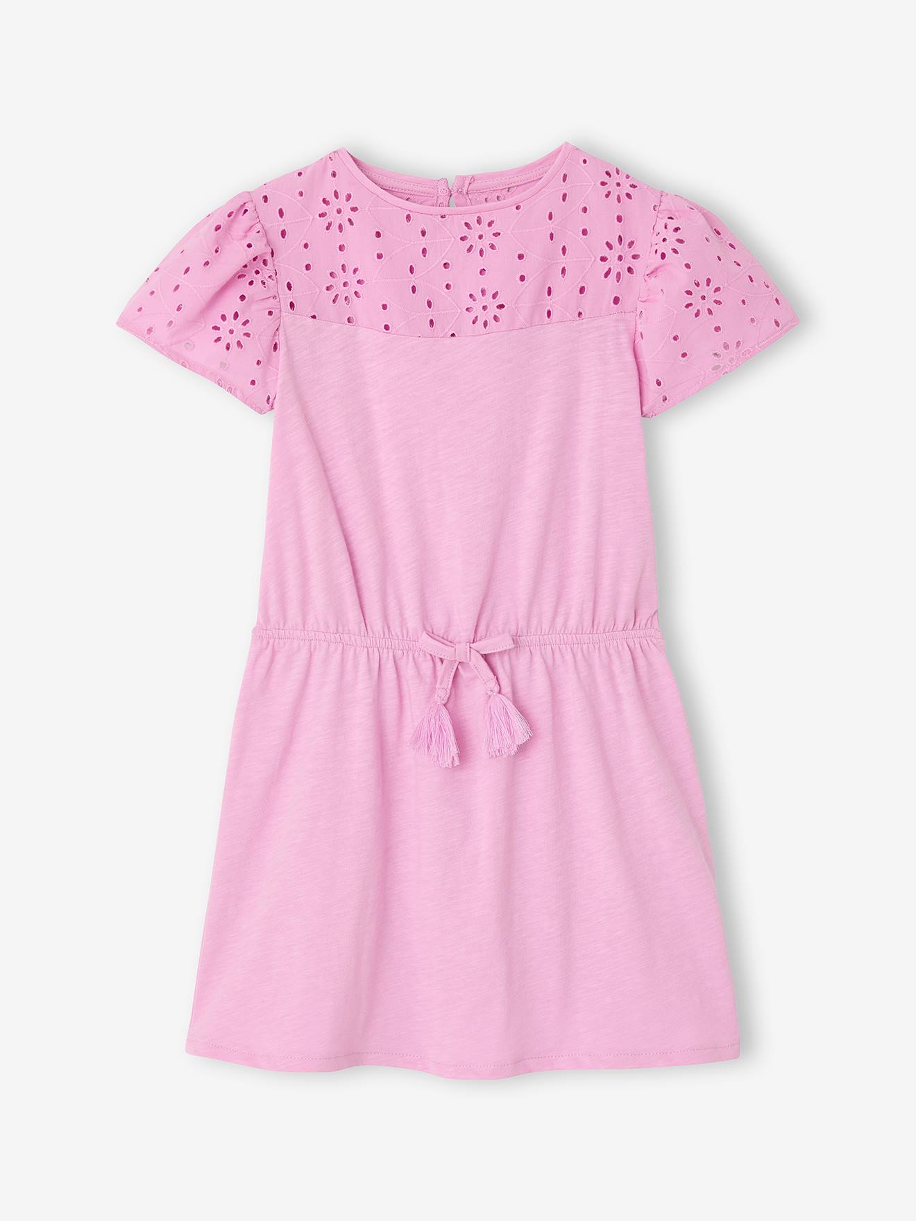 Mädchen Kleid mit Lochstickerei